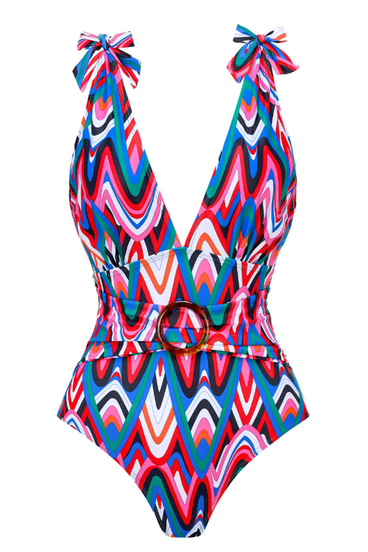 Aiyana Red Ripple One Piece Swimwear-CATCHALL