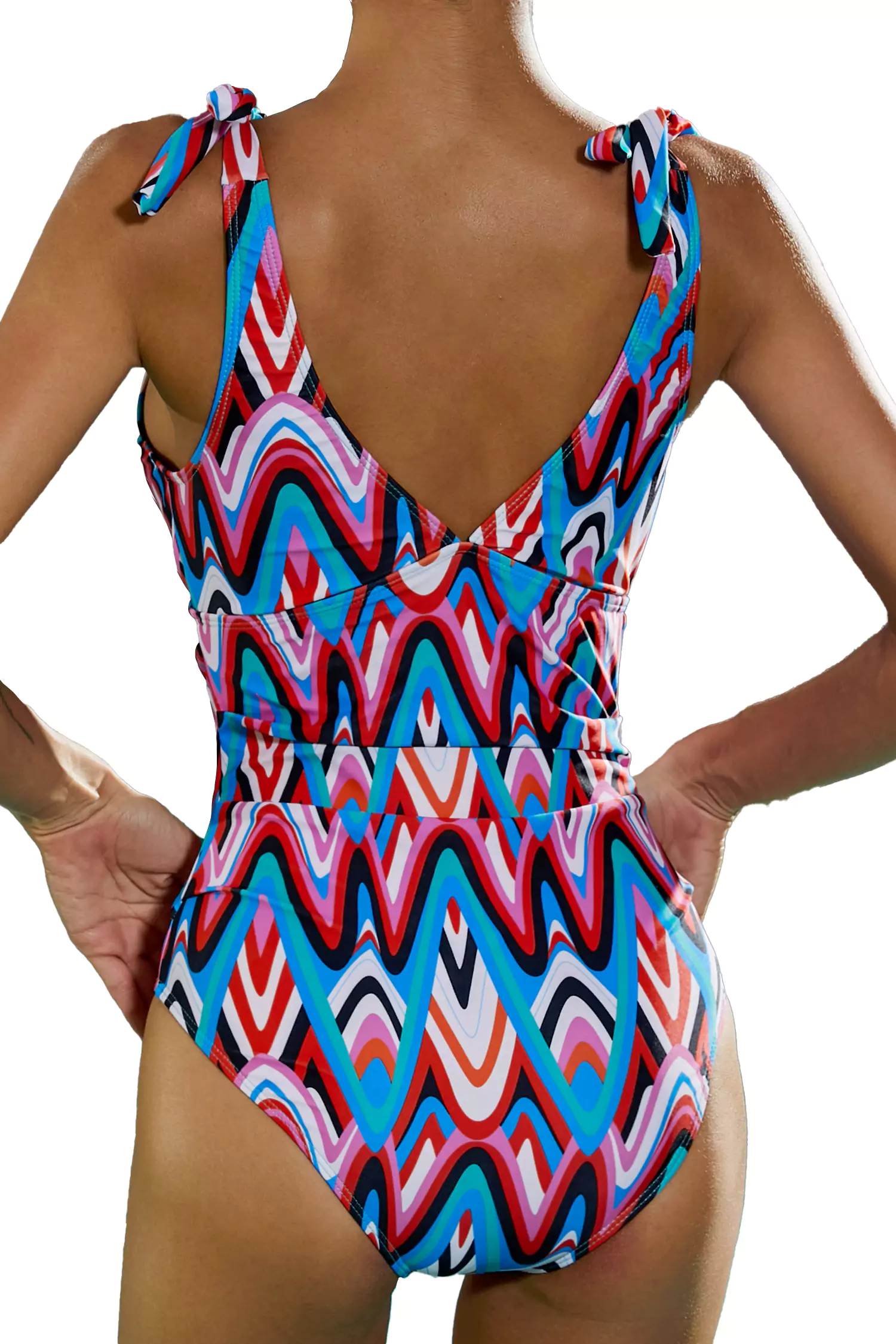 Aiyana Red Ripple One Piece Swimwear-CATCHALL