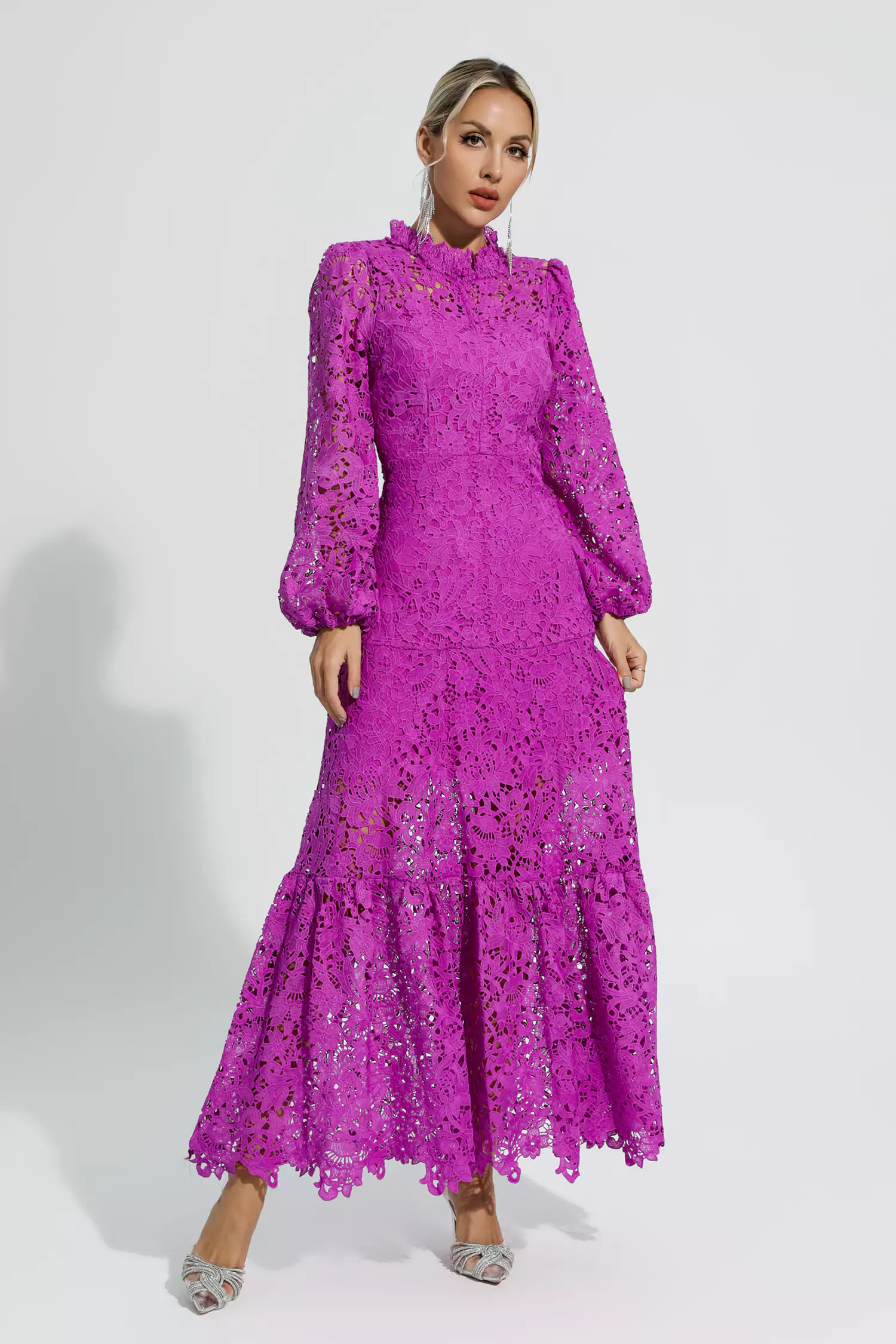 Julieta Purple Cut Out Long Sleeve Dress-CATCHALL
