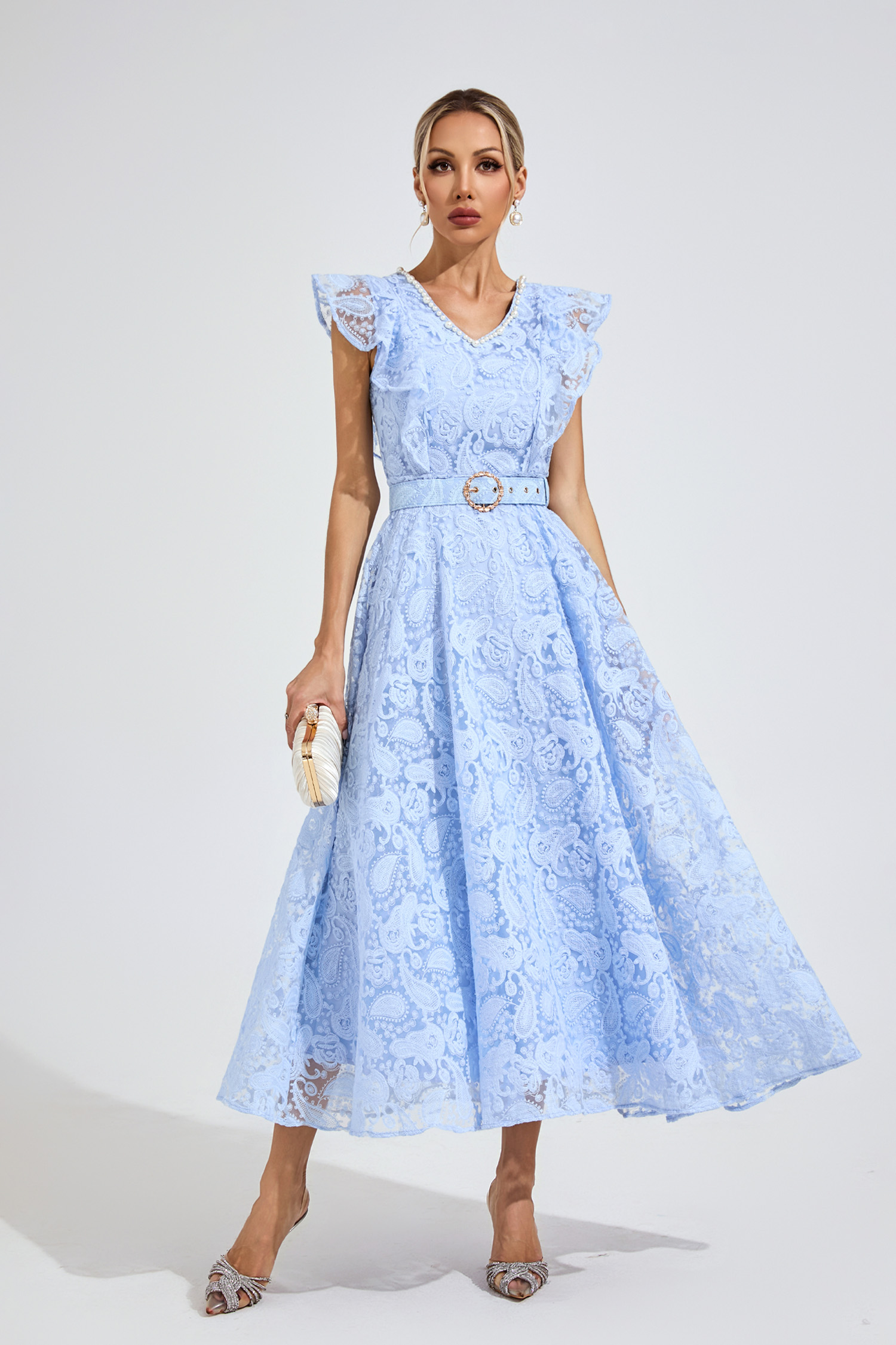 Carter Sapphire Blue Wrap Midi Dress