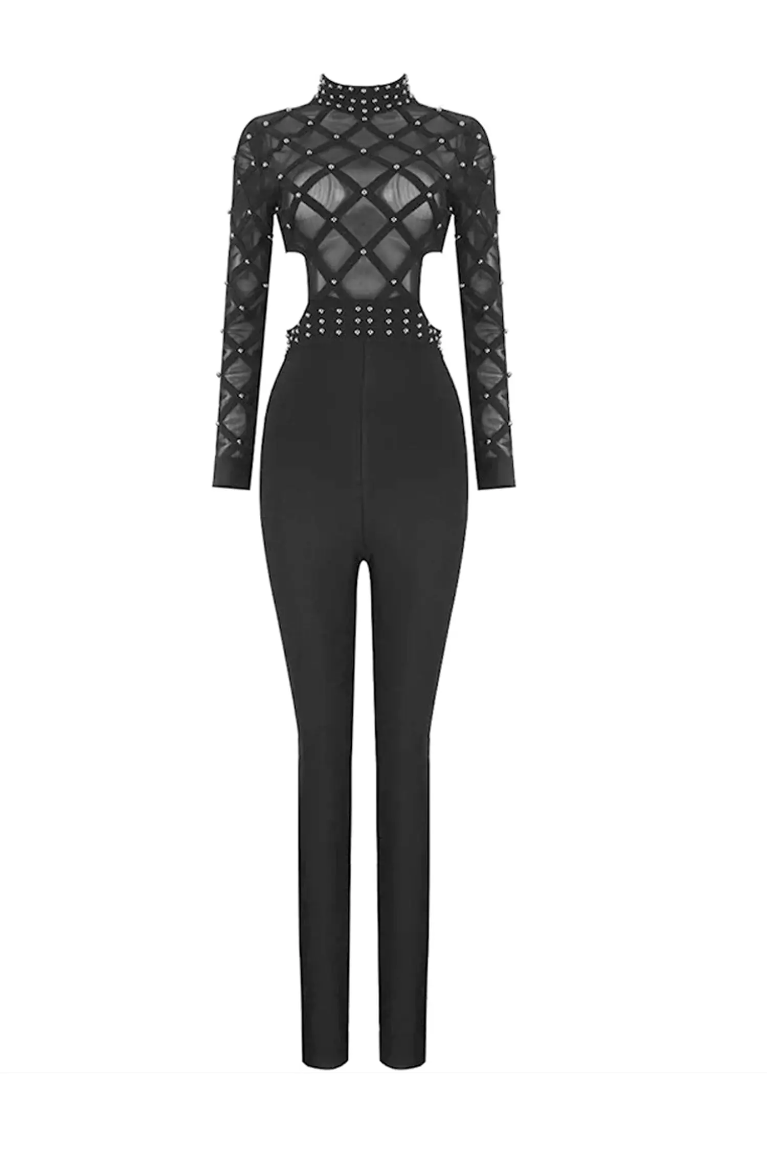 Carr Black Beaded Cut Out Jumpsuit-CATCHALL