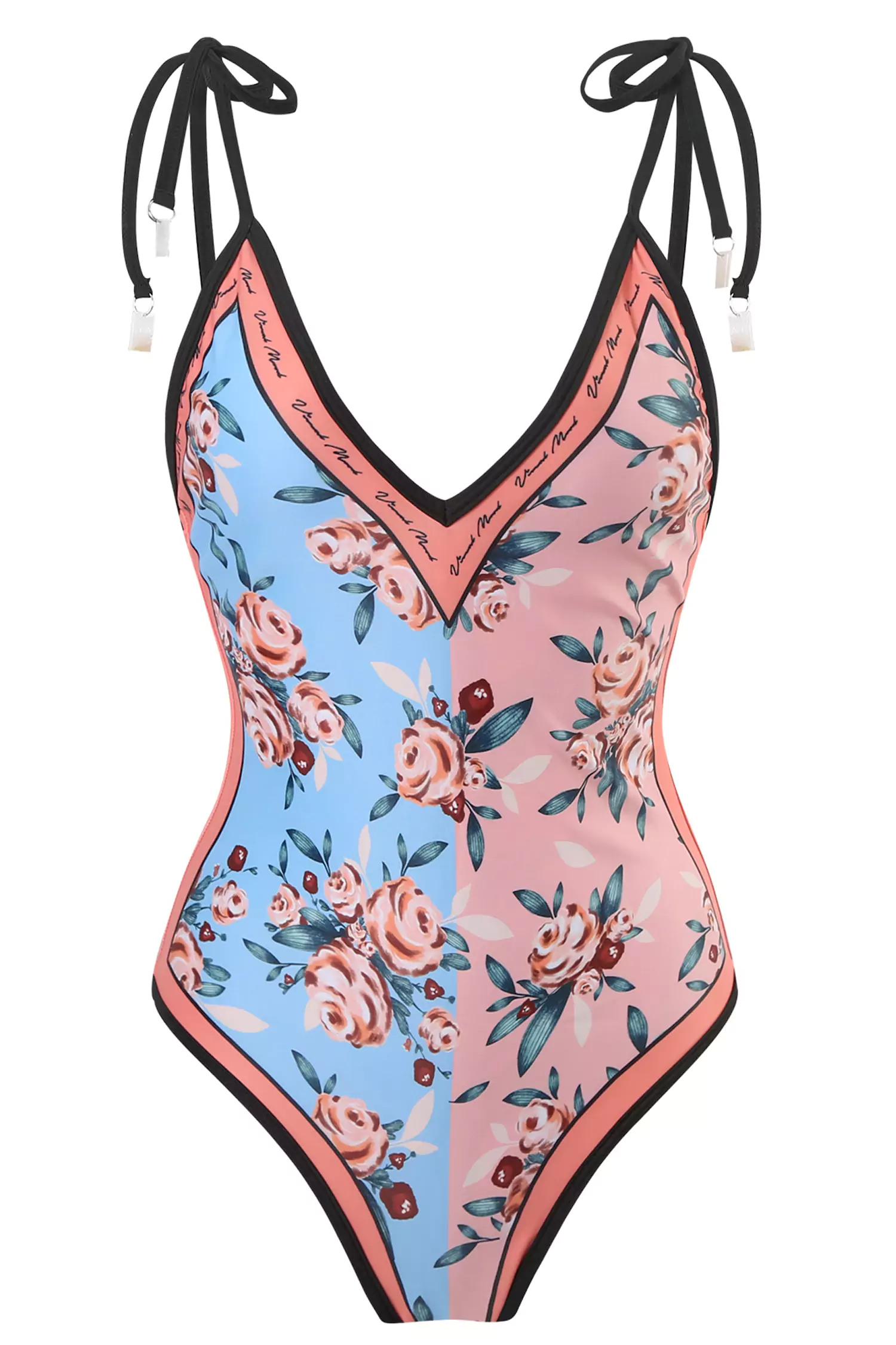 Sabina Pink Patchwork Pattern Swimwear-CATCHALL