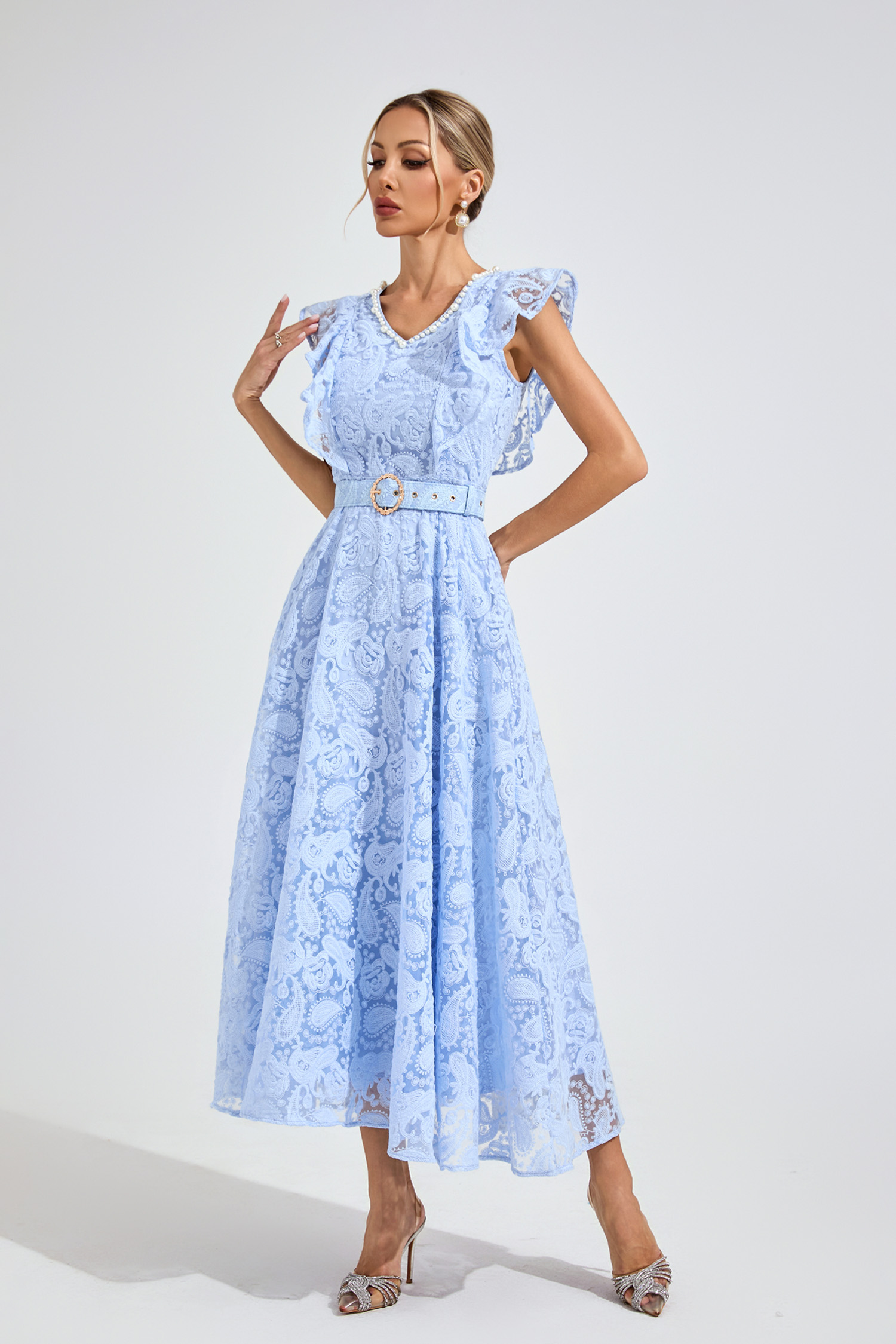 Carter Sapphire Blue Wrap Midi Dress