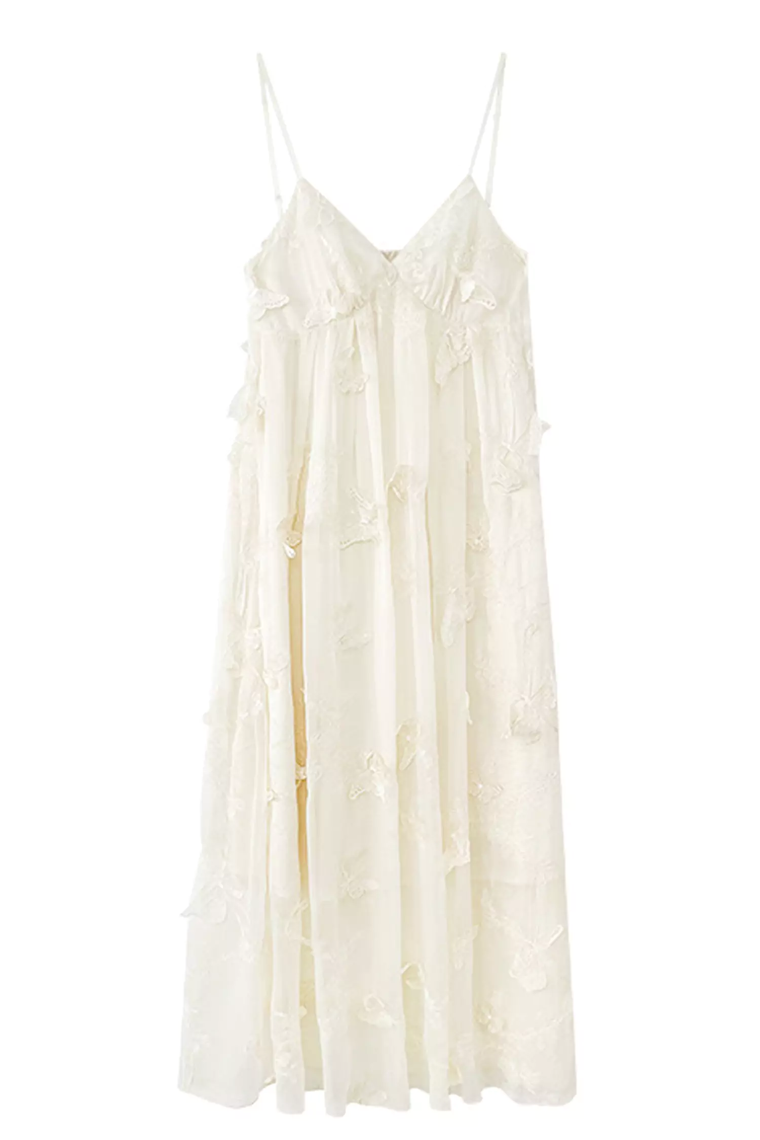 Araceli White Butterfly Embroidery Slip Dress-CATCHALL
