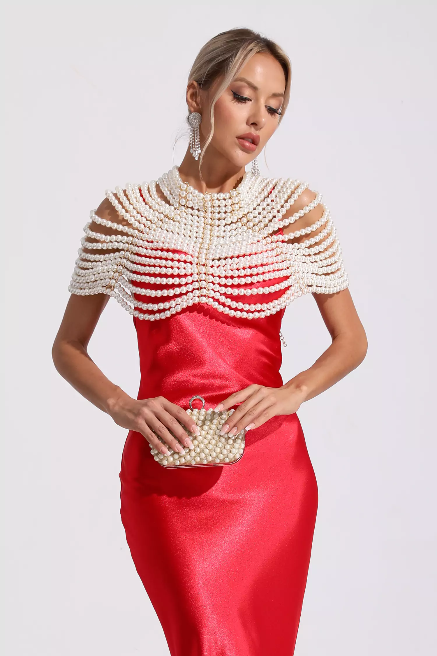 Rylee Multilayer Pearl Shawl Necklace-CATCHALL