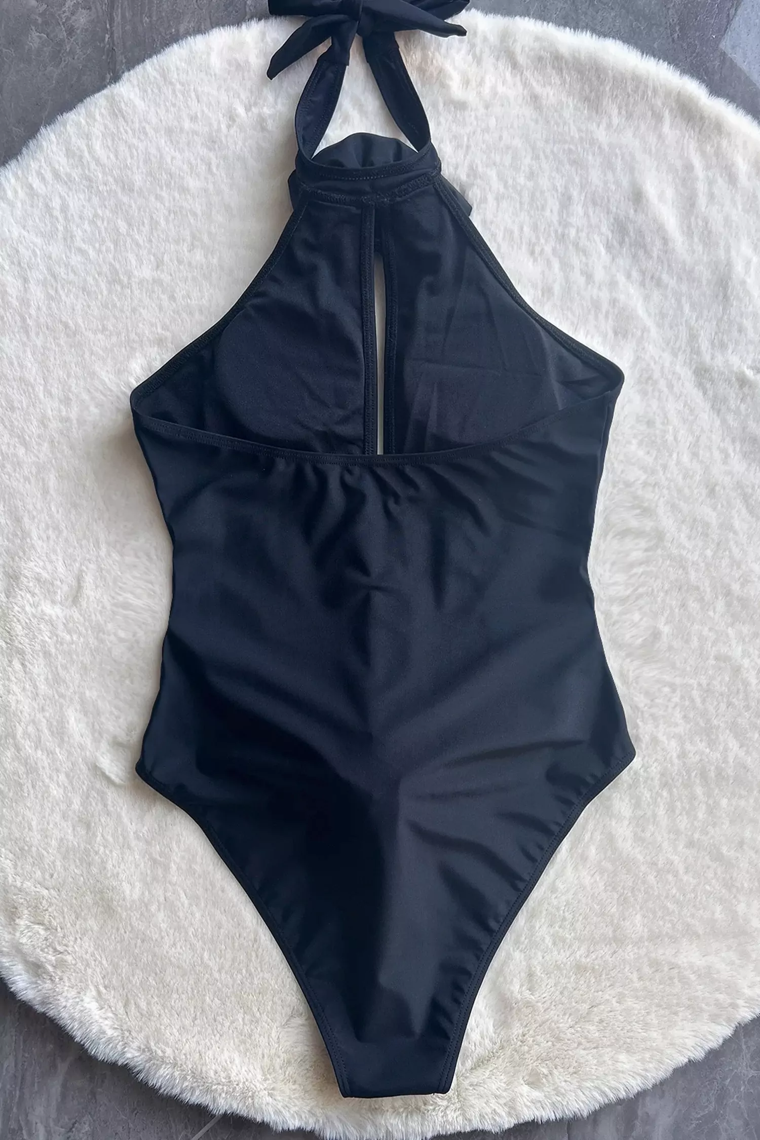Finaru Black Halter One Piece Swimwear-CATCHALL
