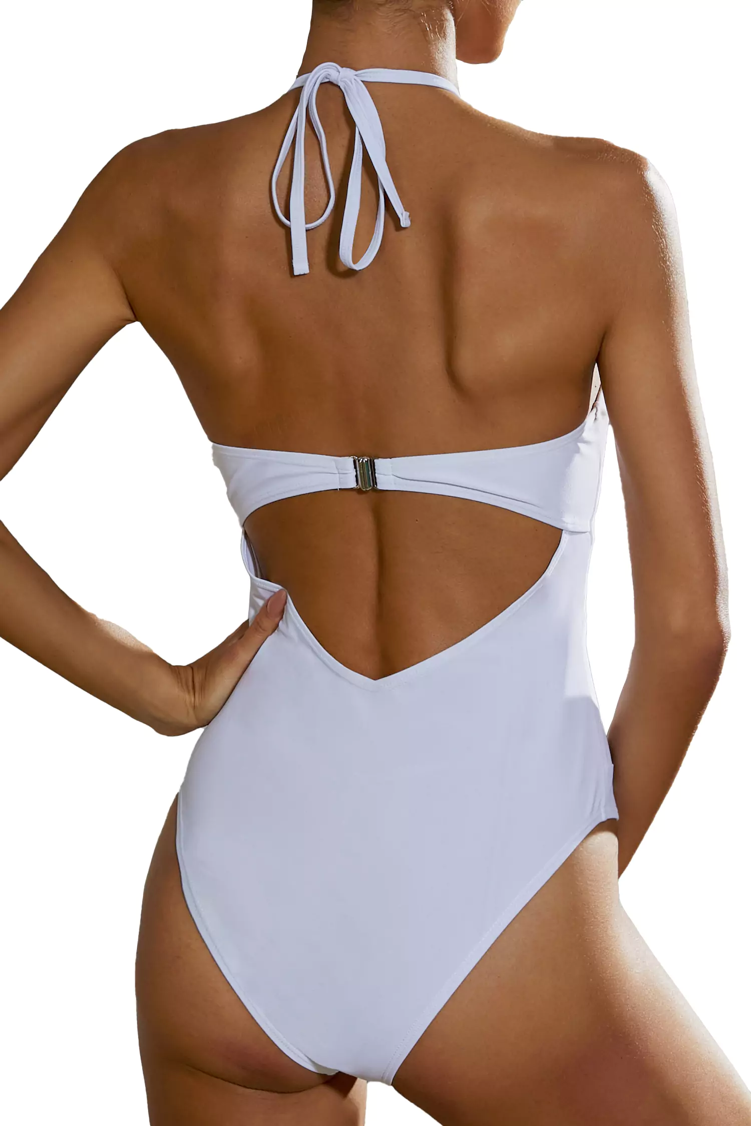 Beata White Cut Out One Piece Swimwear-CATCHALL