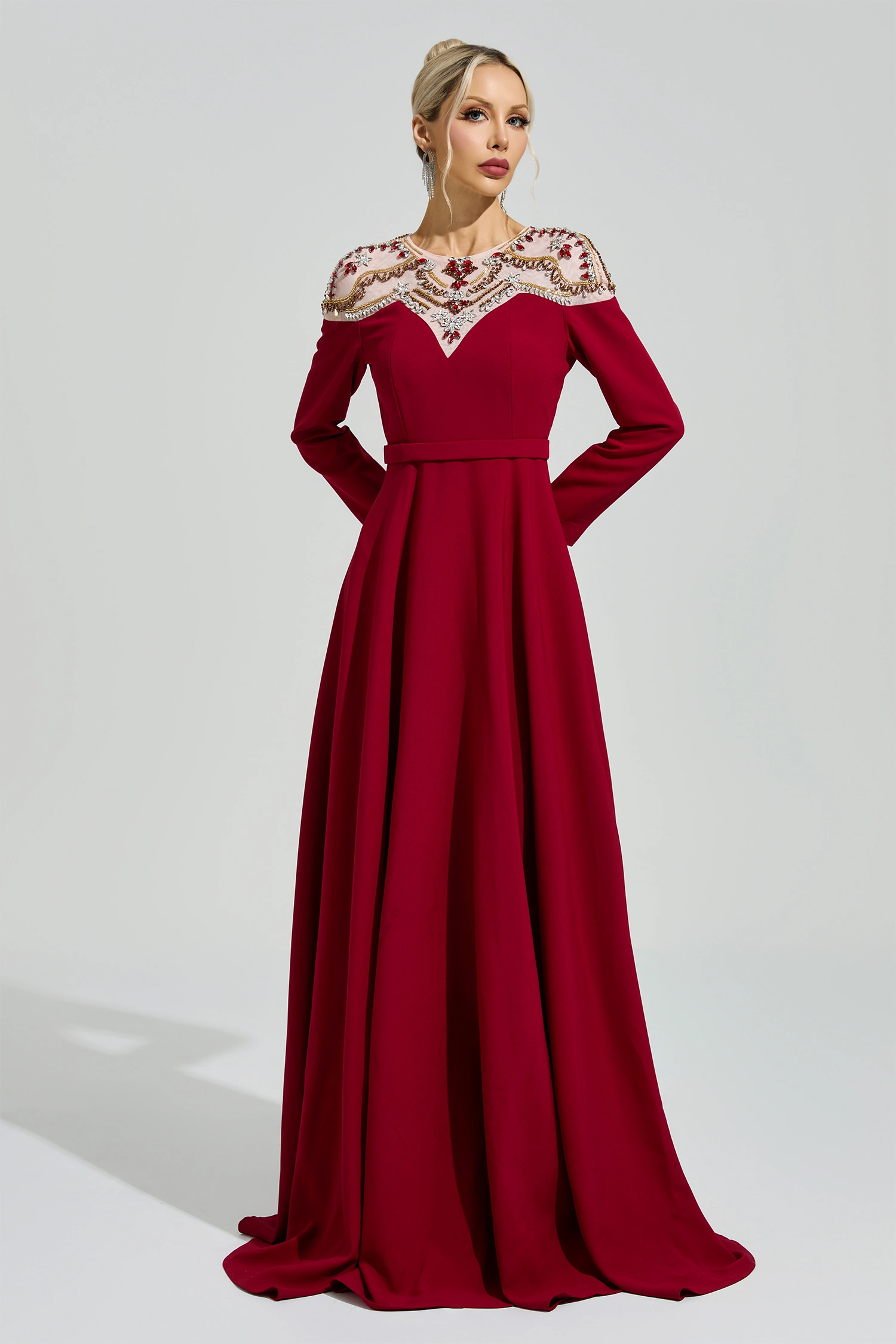 Schweitzer Red Tulle Evening Dress