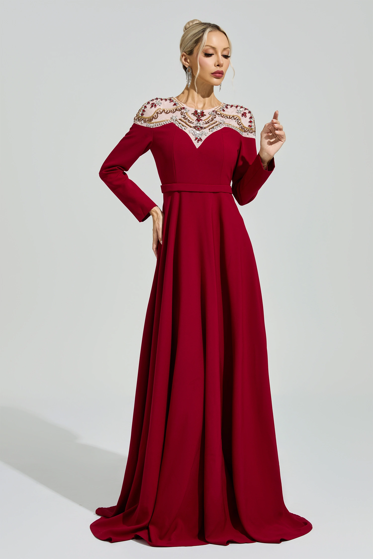 Schweitzer Red Tulle Evening Dress