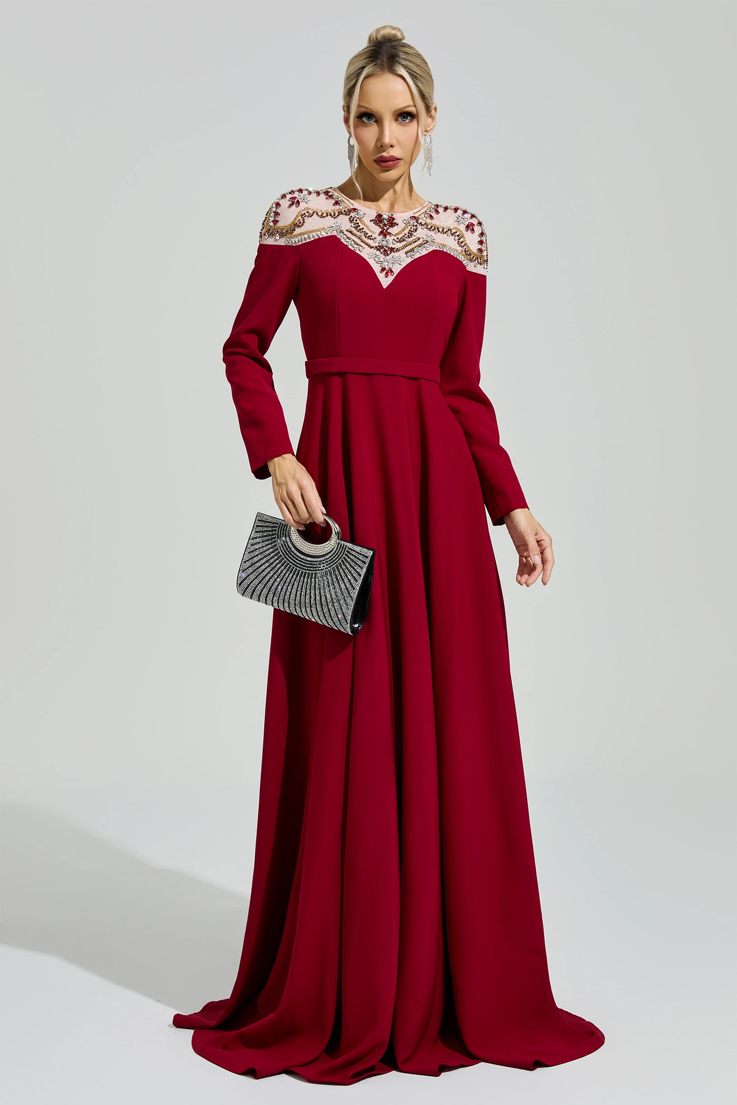Schweitzer Red Tulle Evening Dress