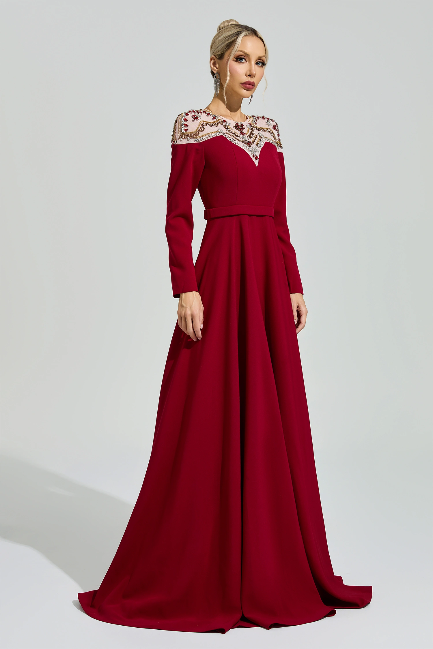 Schweitzer Red Tulle Evening Dress