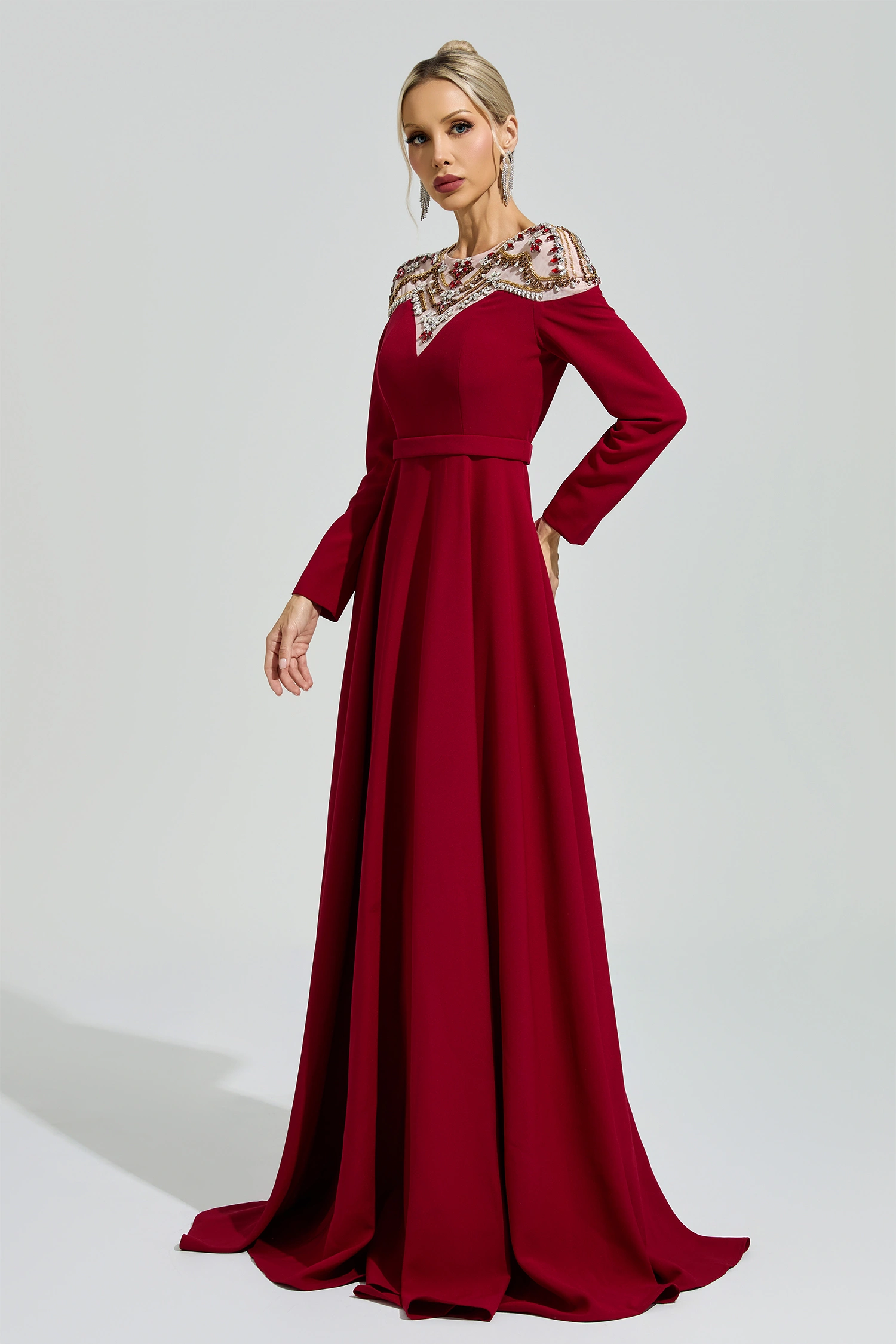 Schweitzer Red Tulle Evening Dress