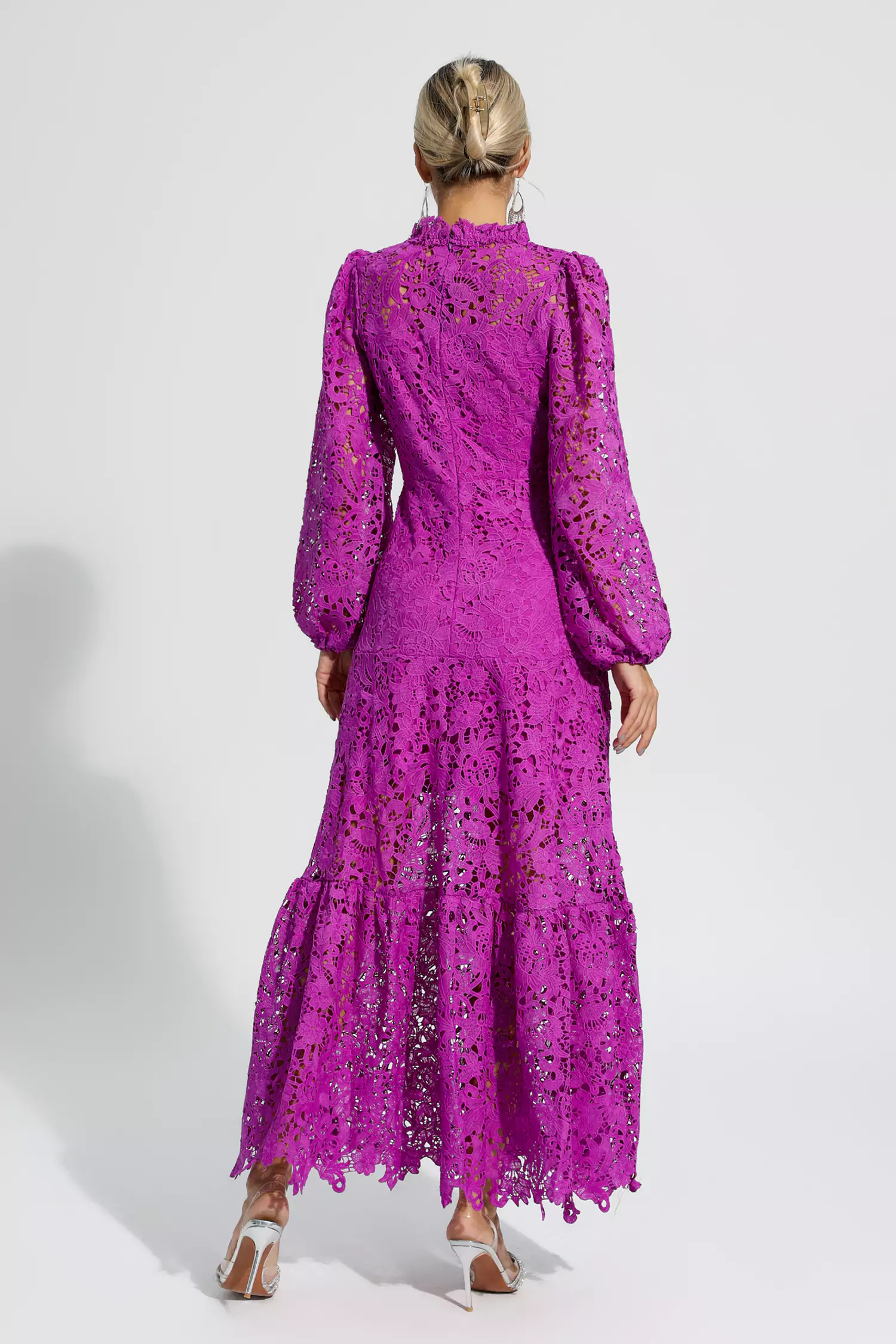 Julieta Purple Cut Out Long Sleeve Dress-CATCHALL