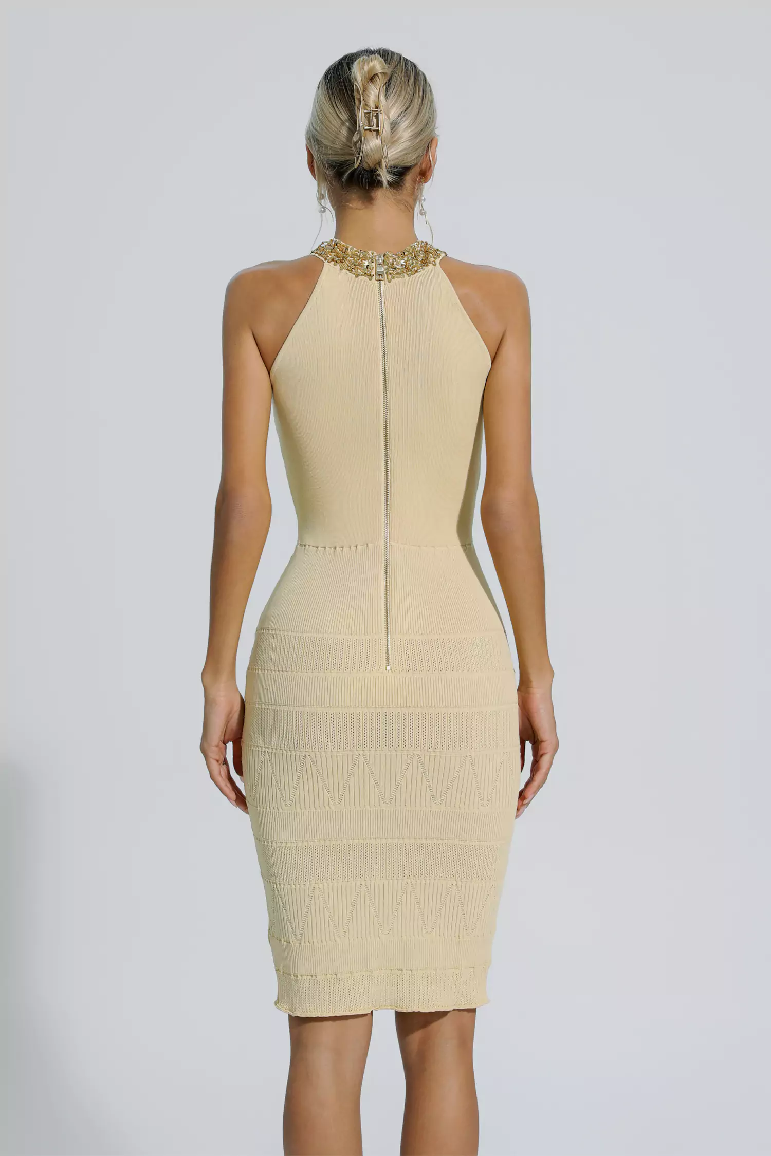 Chelsea Khaki Knit Midi Dress-CATCHALL