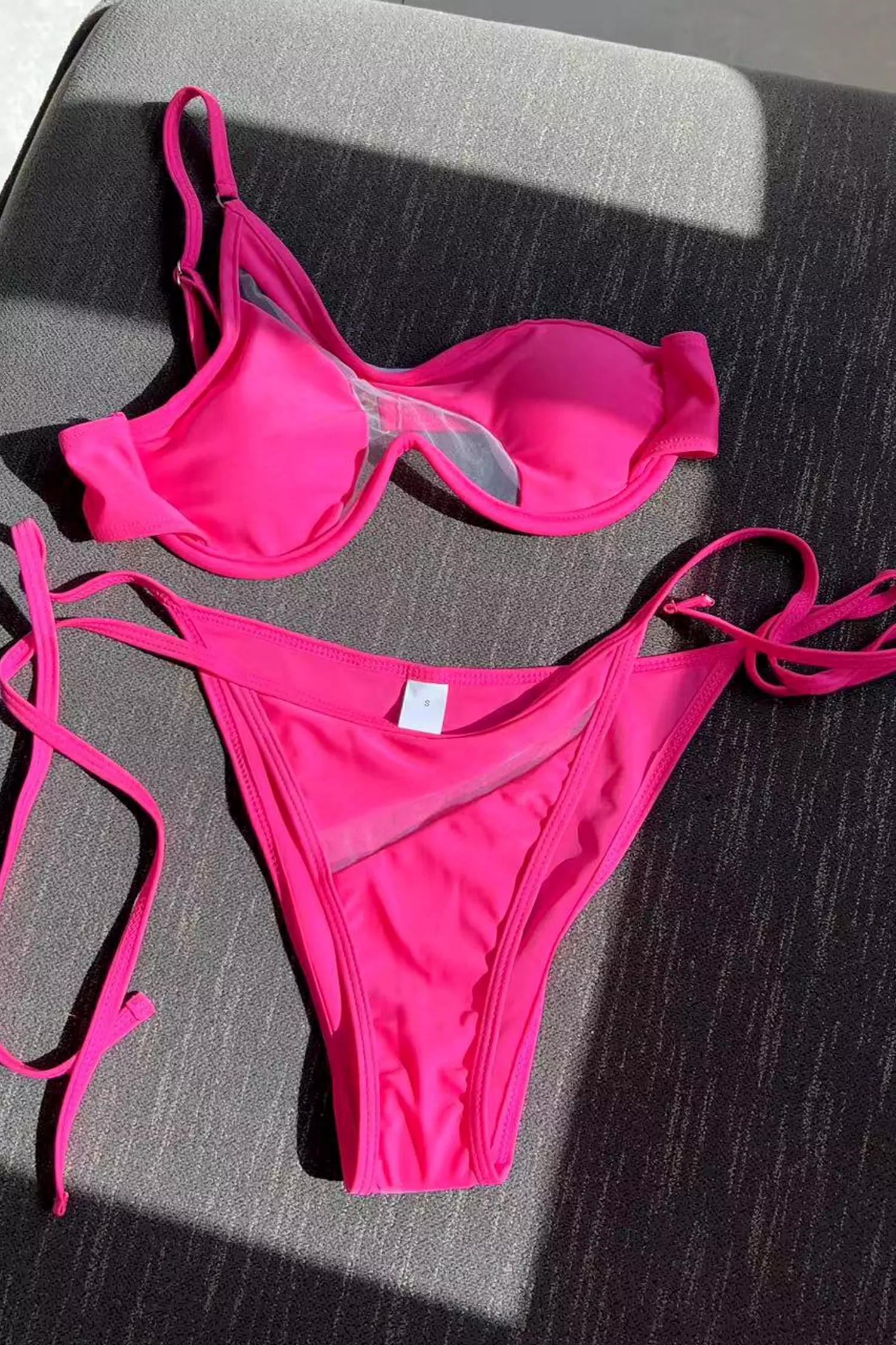 Maia Pink Cutout Straps Bikini-CATCHALL
