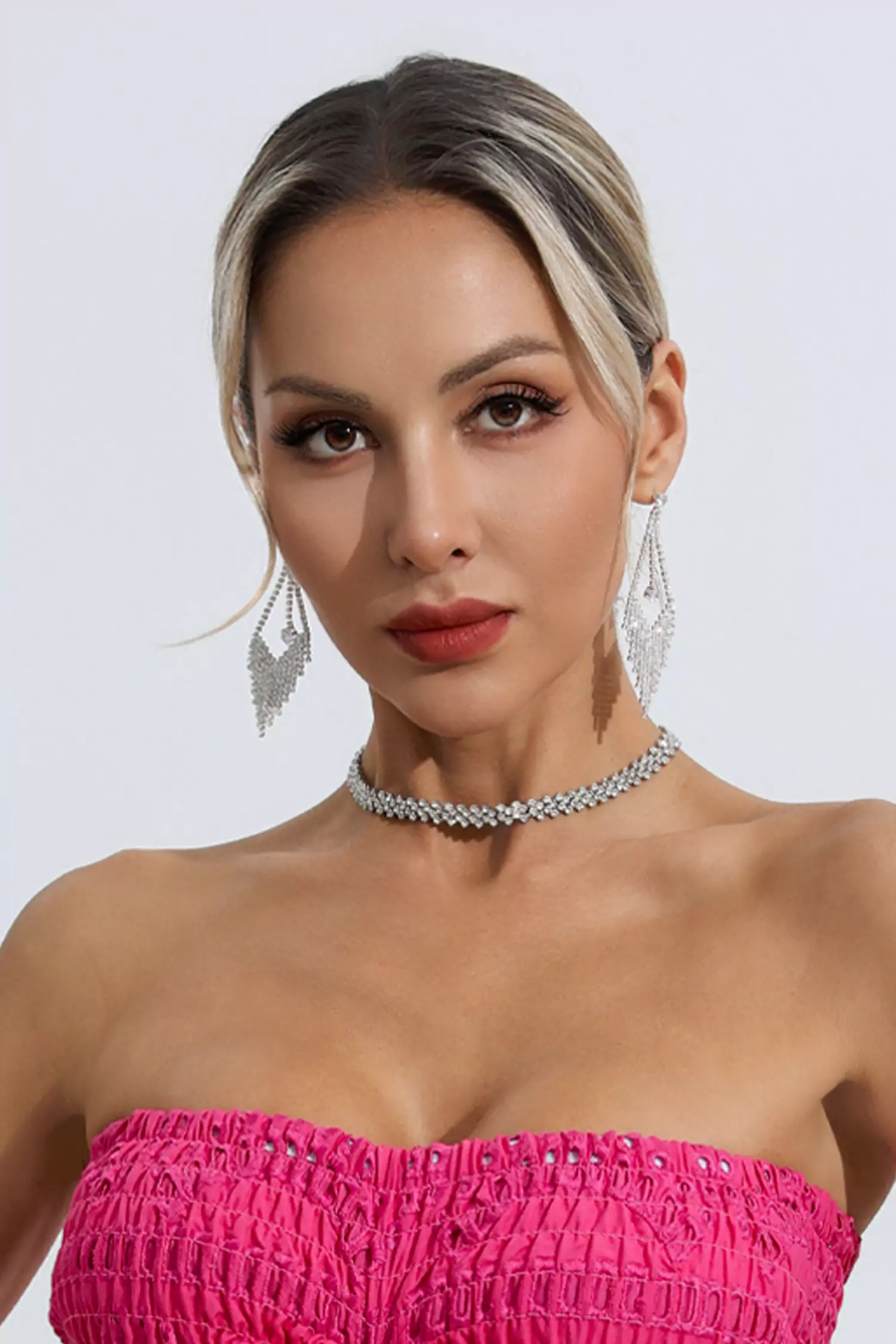 Alaiya Silver Diamond Necklace-CATCHALL