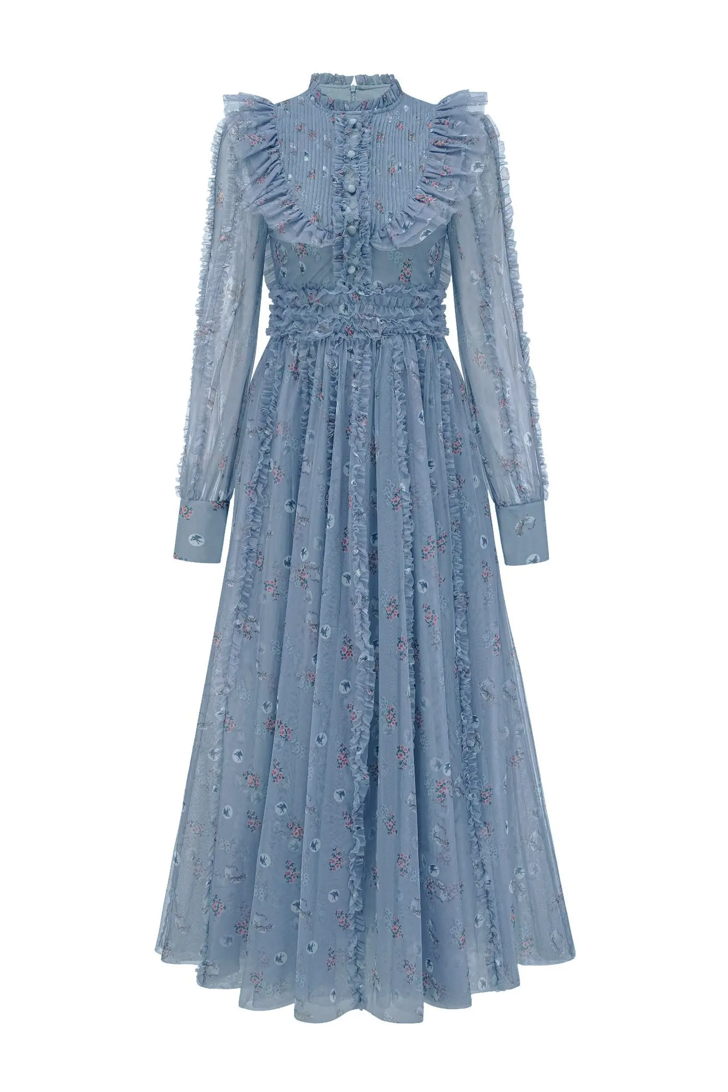 Beryl Grey Floral Long Sleeve Dress-CATCHALL