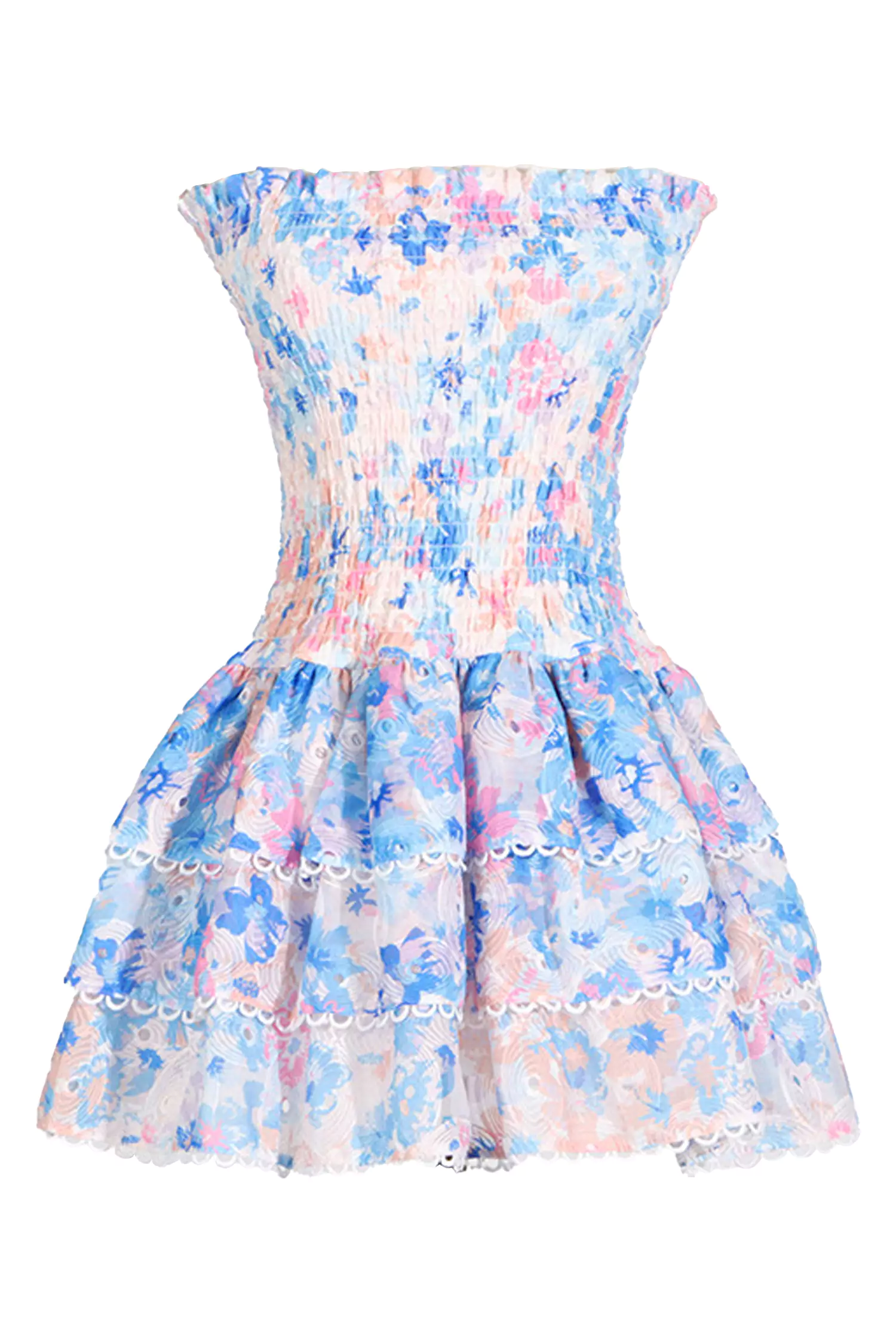 Mercy Blue Floral Ruched Mini Dress-CATCHALL