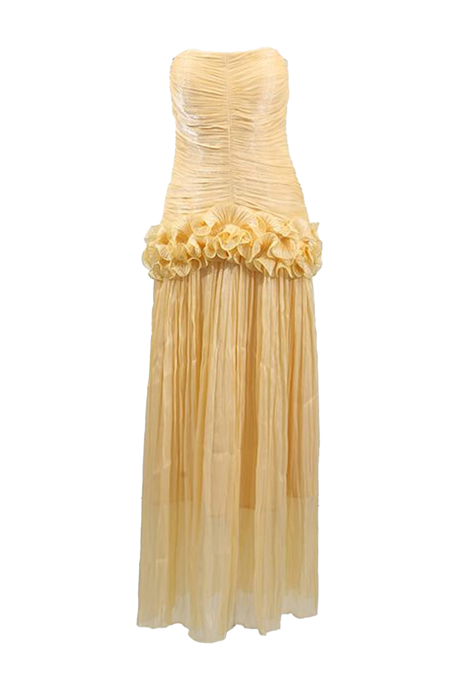 Michelson Yellow Off Shoulder Ruffled Dress