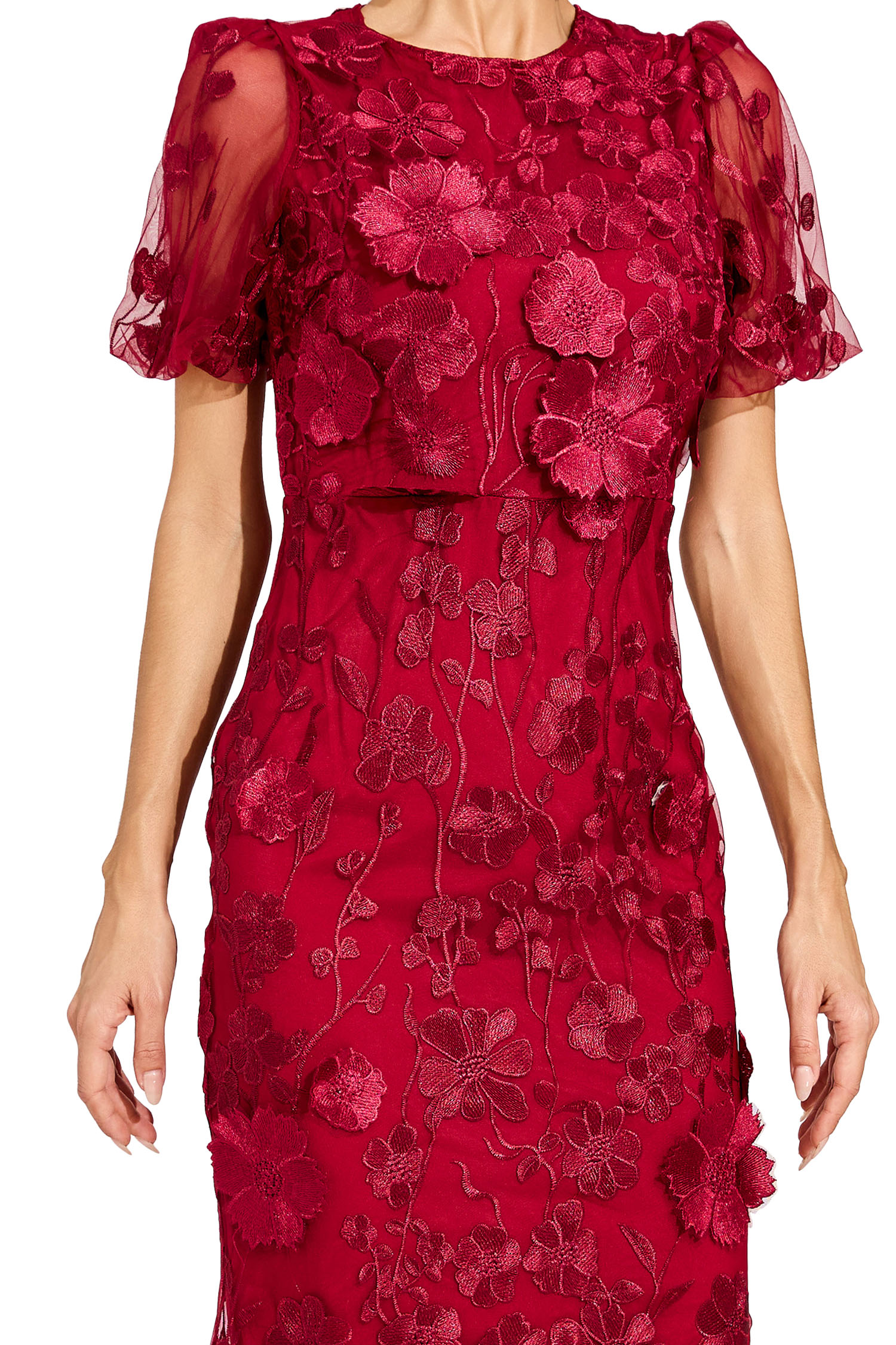 Quincy Red Flower Mesh Dress