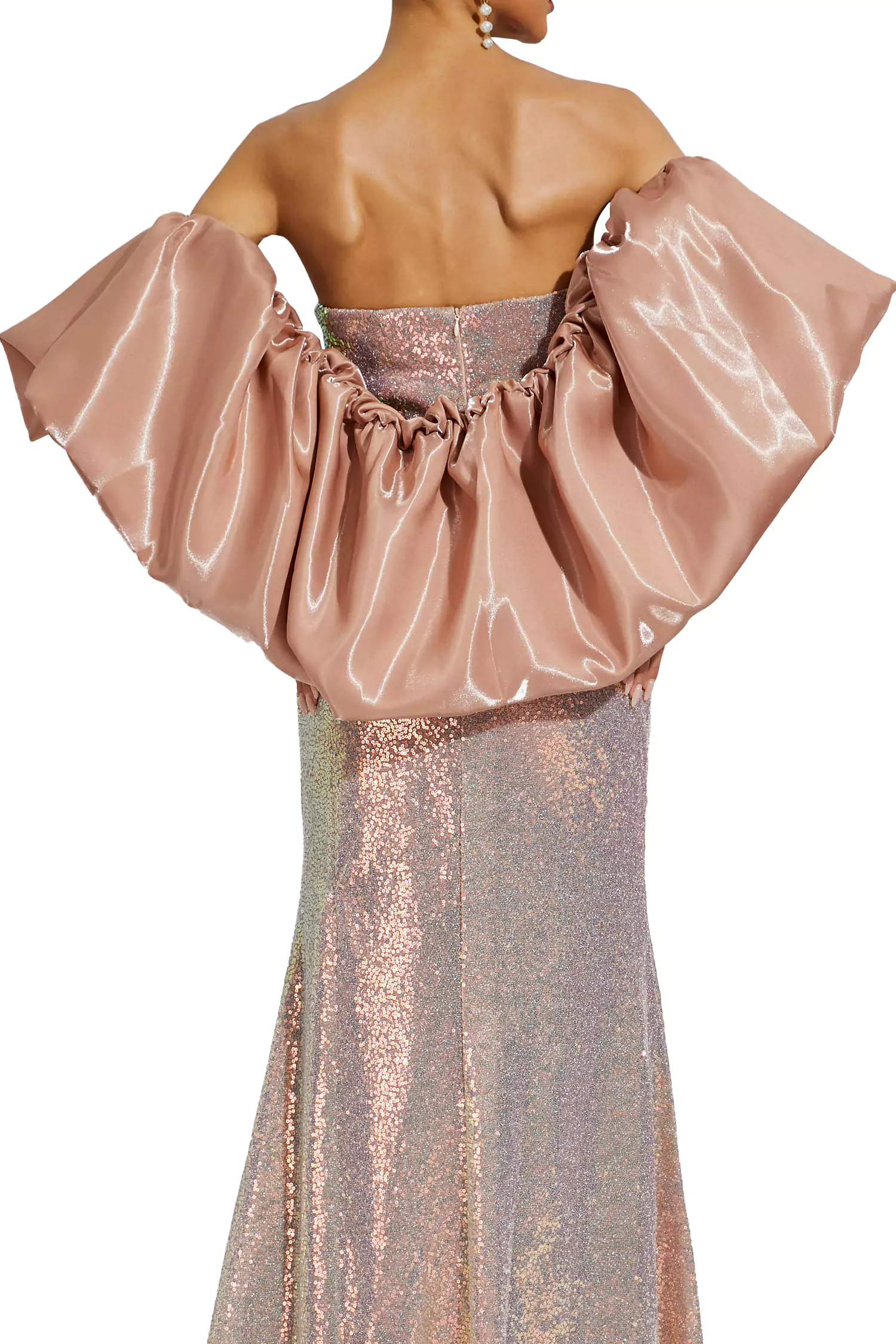 Whitley Apricot Sequins Off-shoulder Dress-CATCHALL