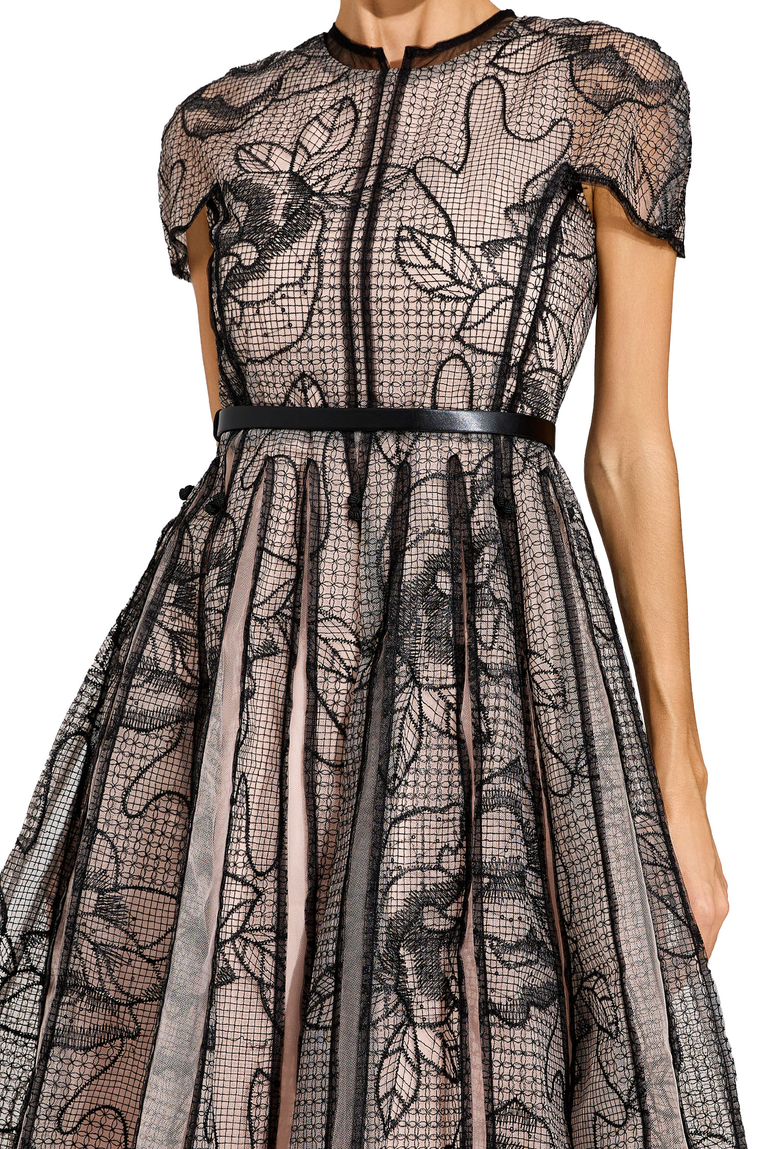 Malthus Black Mesh Midi Dress