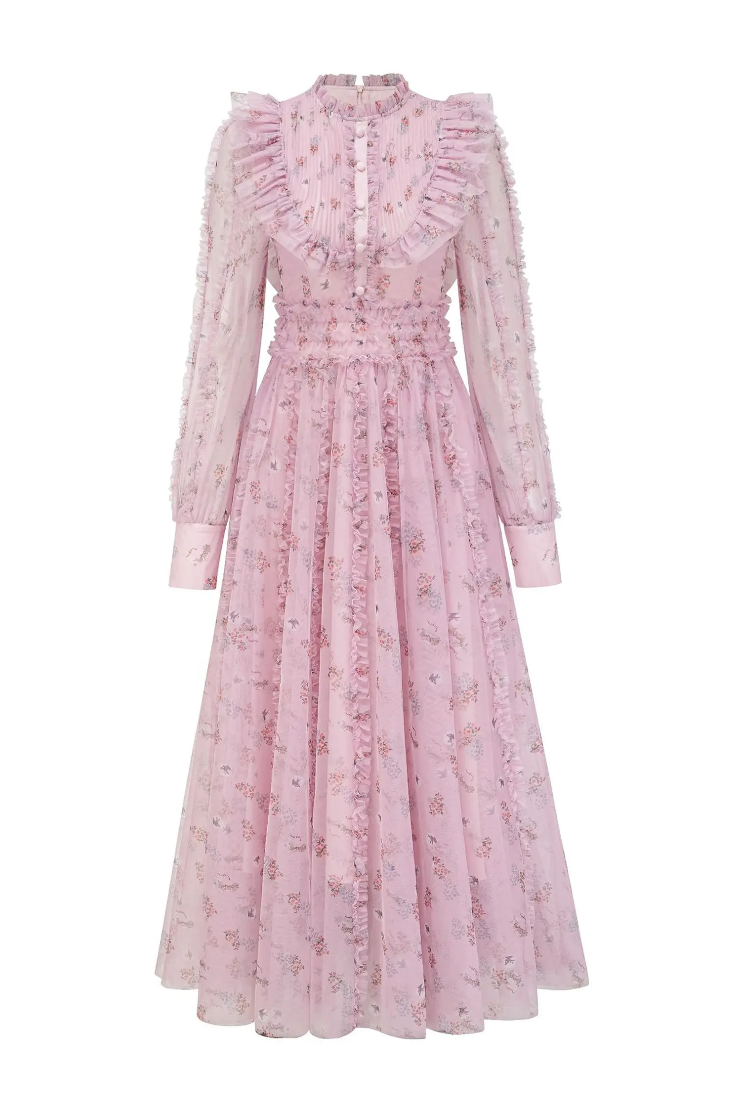 Beryl Pink Floral Long Sleeve Dress-CATCHALL