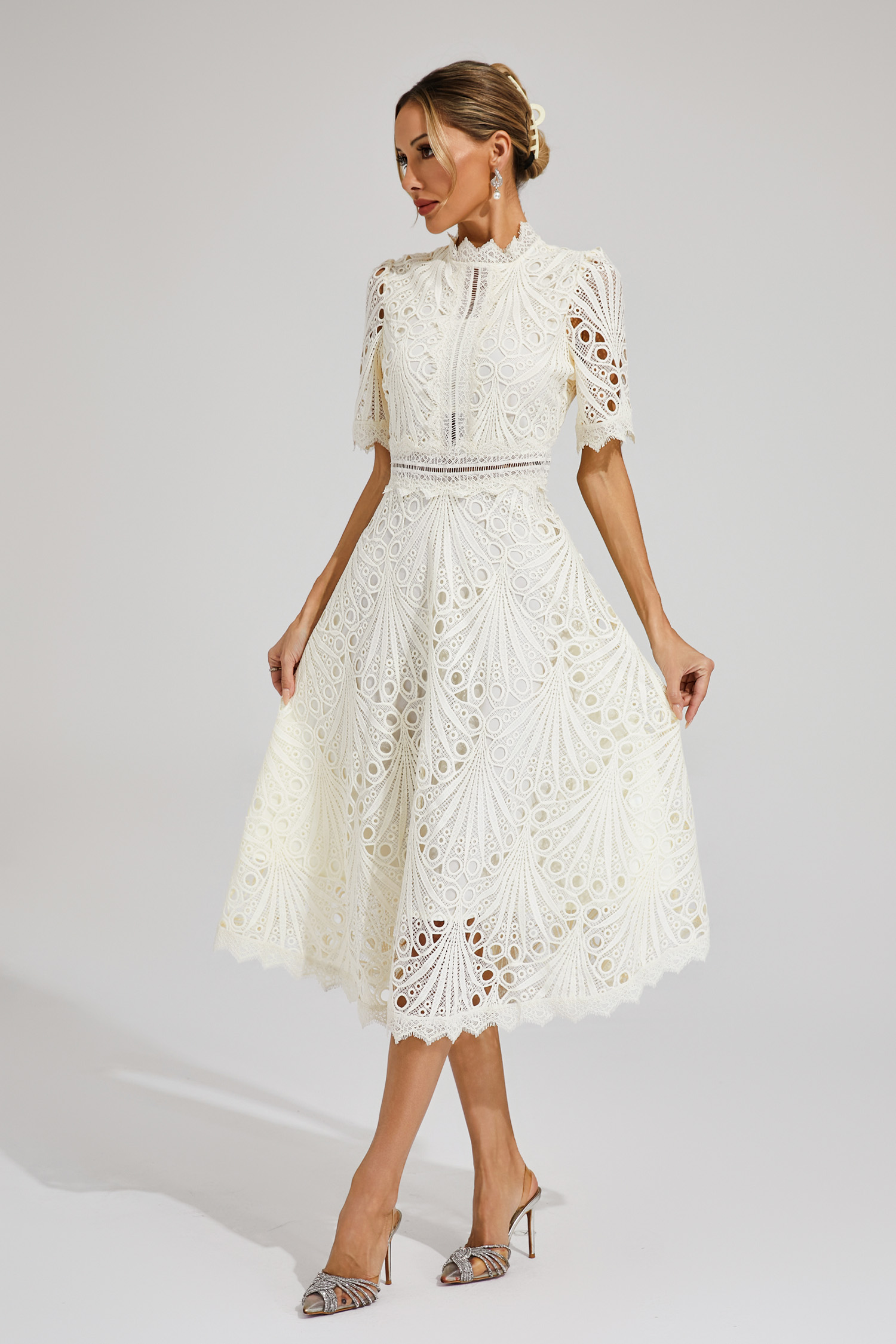Freeman White Cut Out Midi Dress