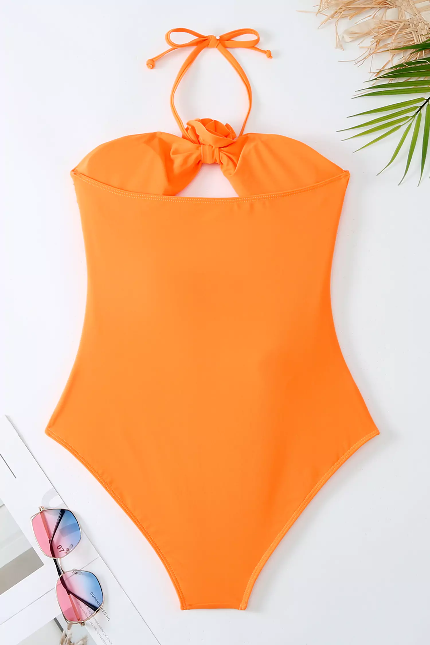 Chamberlain Orange Rose Halter Swimwear-CATCHALL