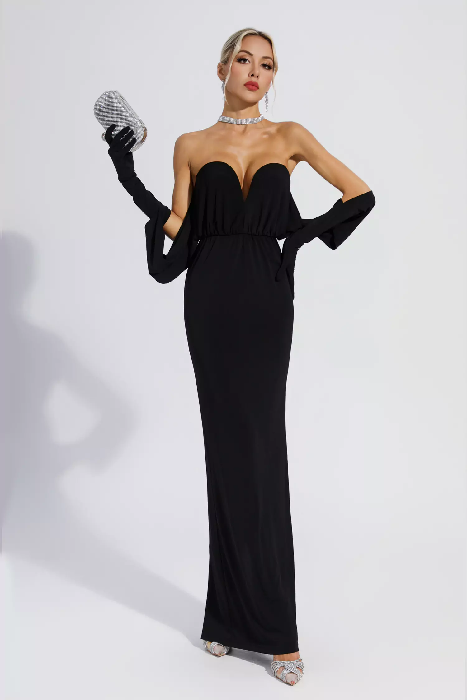 Abby Black Off Shoulder Maxi Dress-CATCHALL
