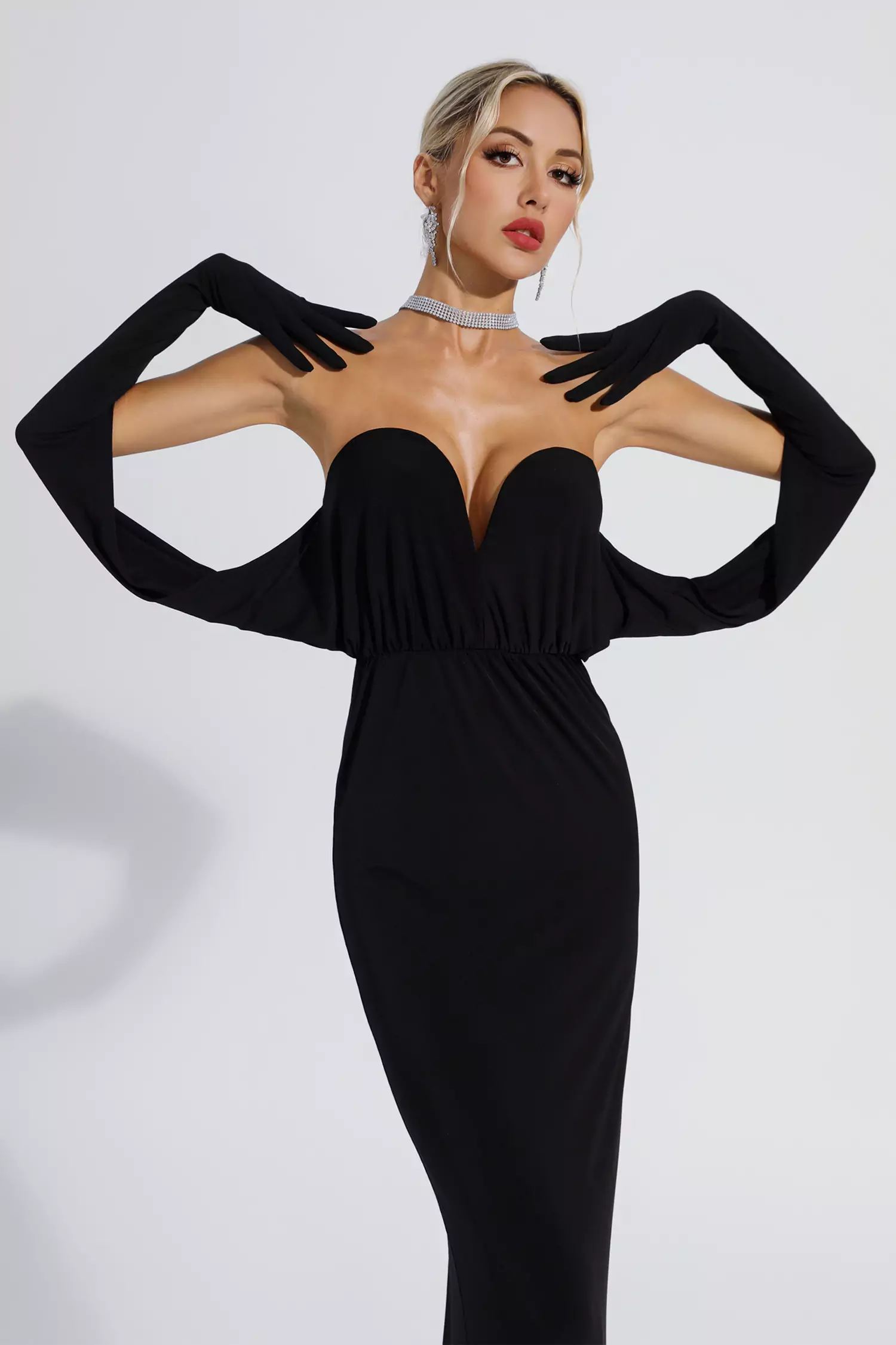 Abby Black Off Shoulder Maxi Dress-CATCHALL
