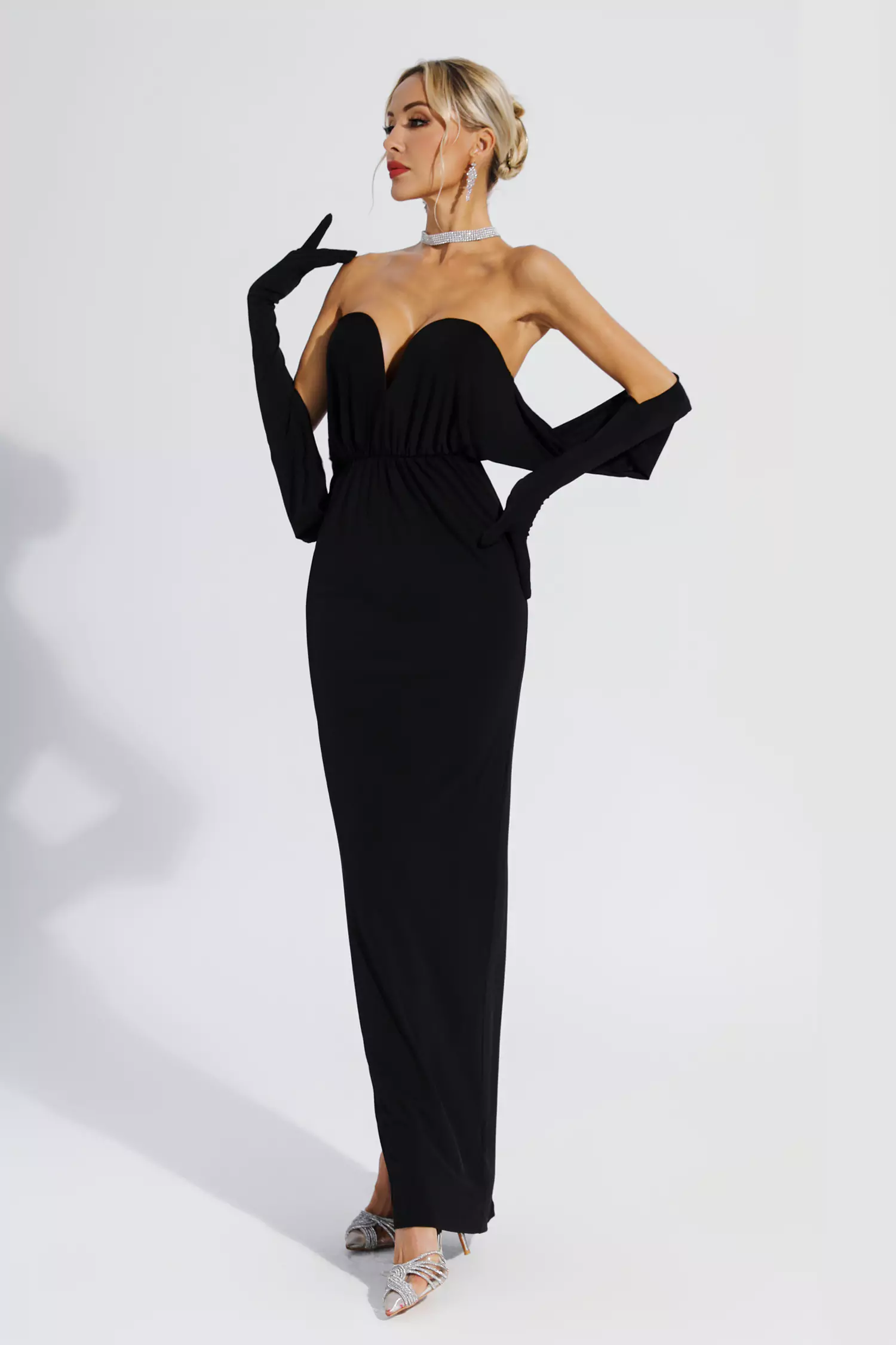 Abby Black Off Shoulder Maxi Dress-CATCHALL