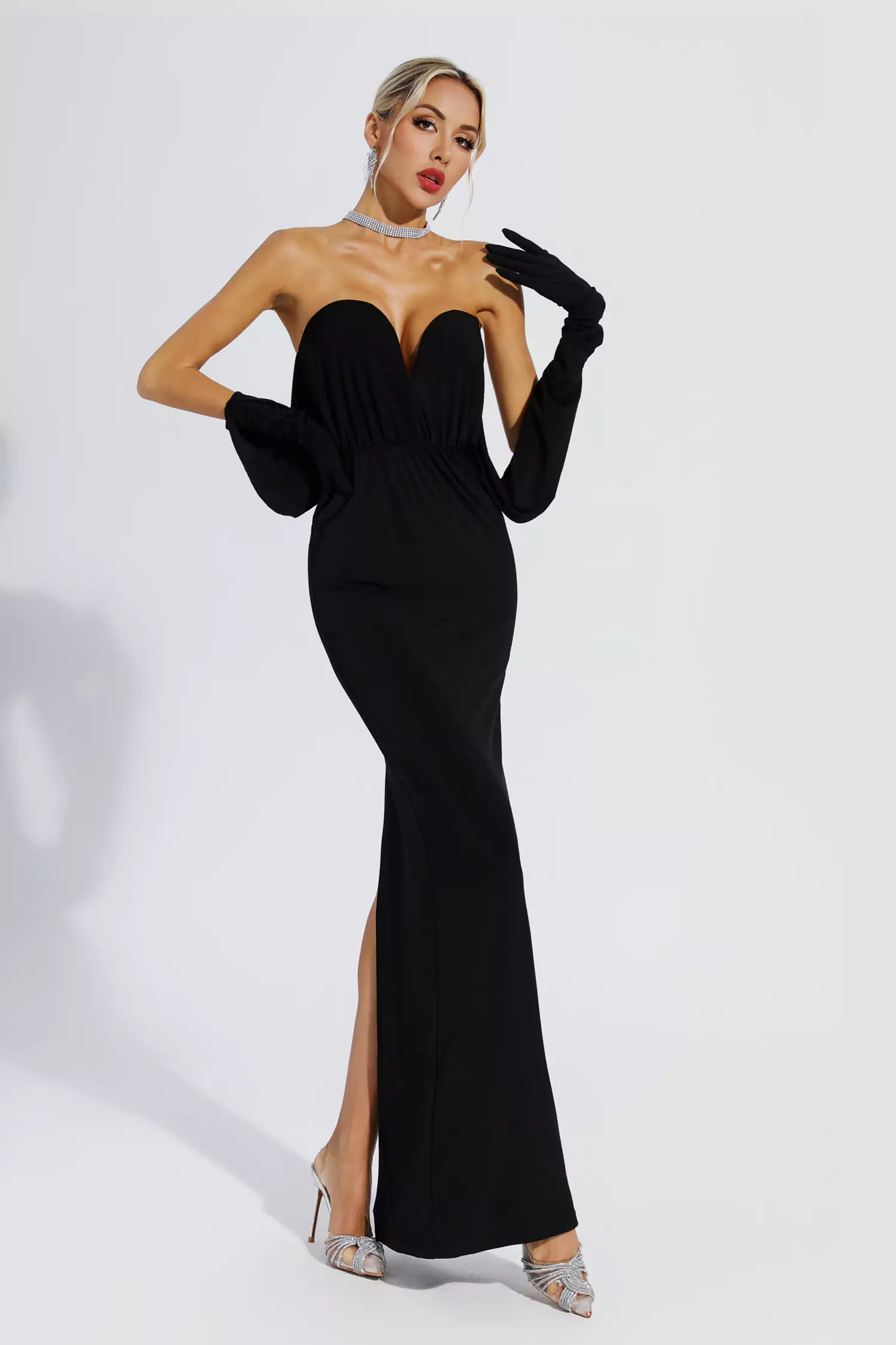Abby Black Off Shoulder Maxi Dress-CATCHALL