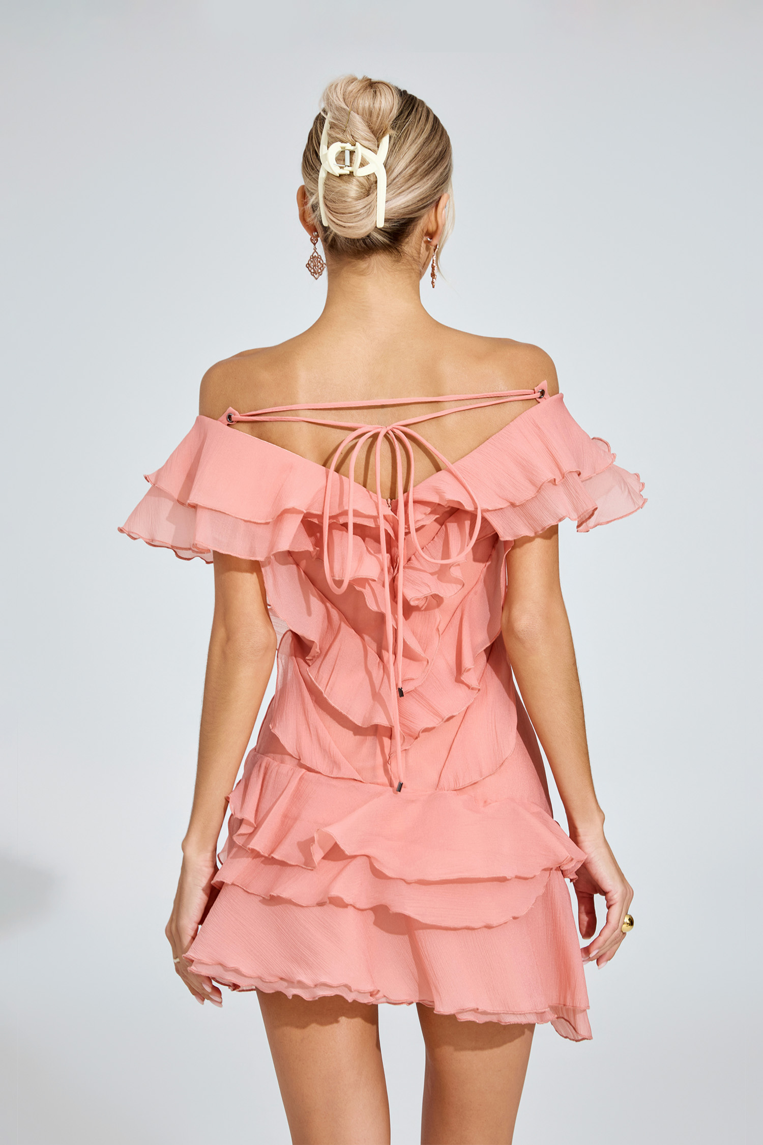 Bronte Coral Ruffled Mini Dress