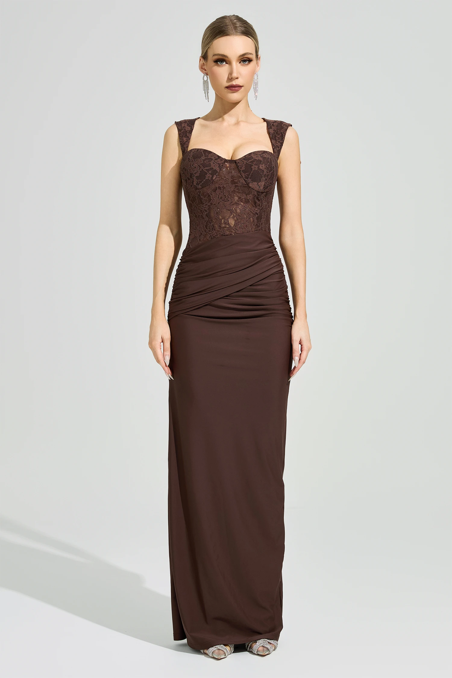 Achebe Brown Lace Dress