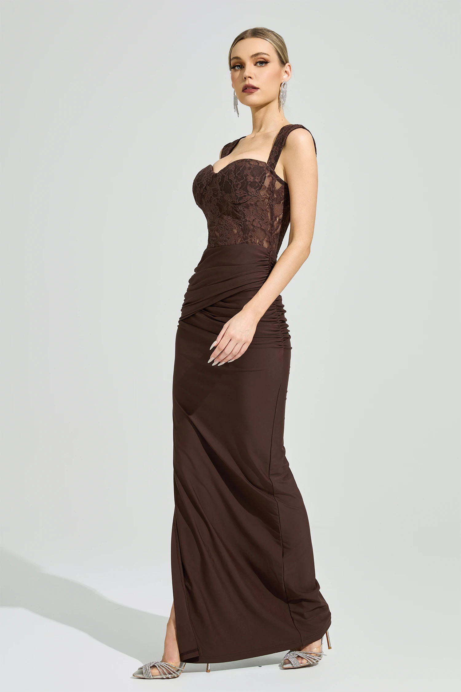 Achebe Brown Lace Dress