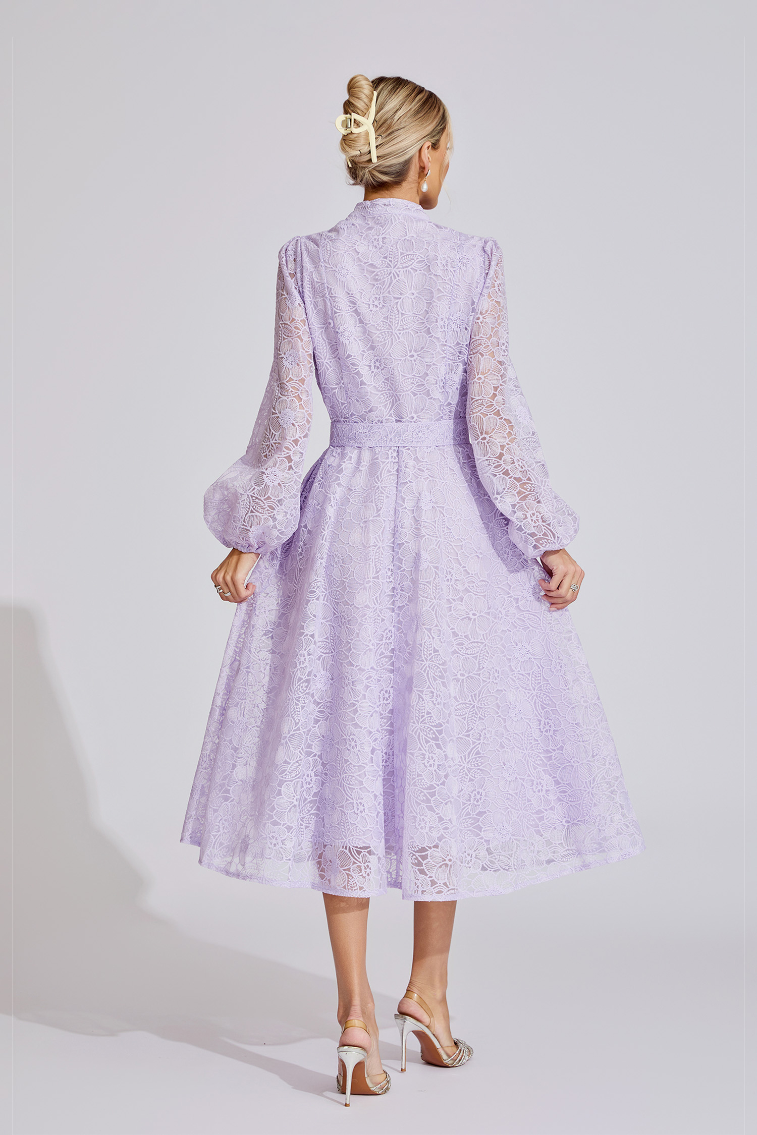 Ada  Purple French Embroidered Lace Maxi Dress