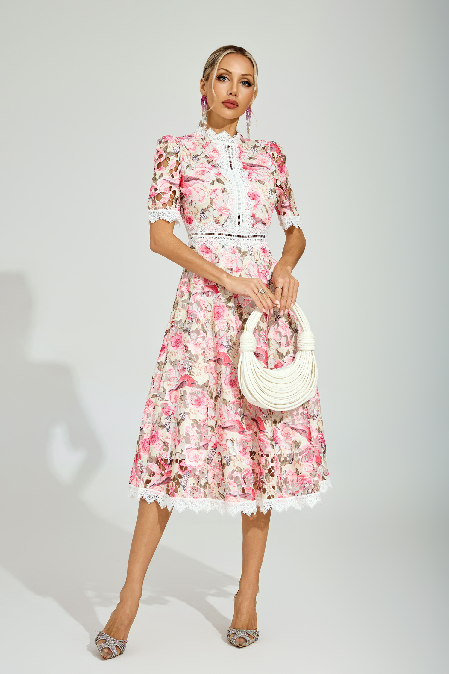 Adair Floral Lace Midi Dress