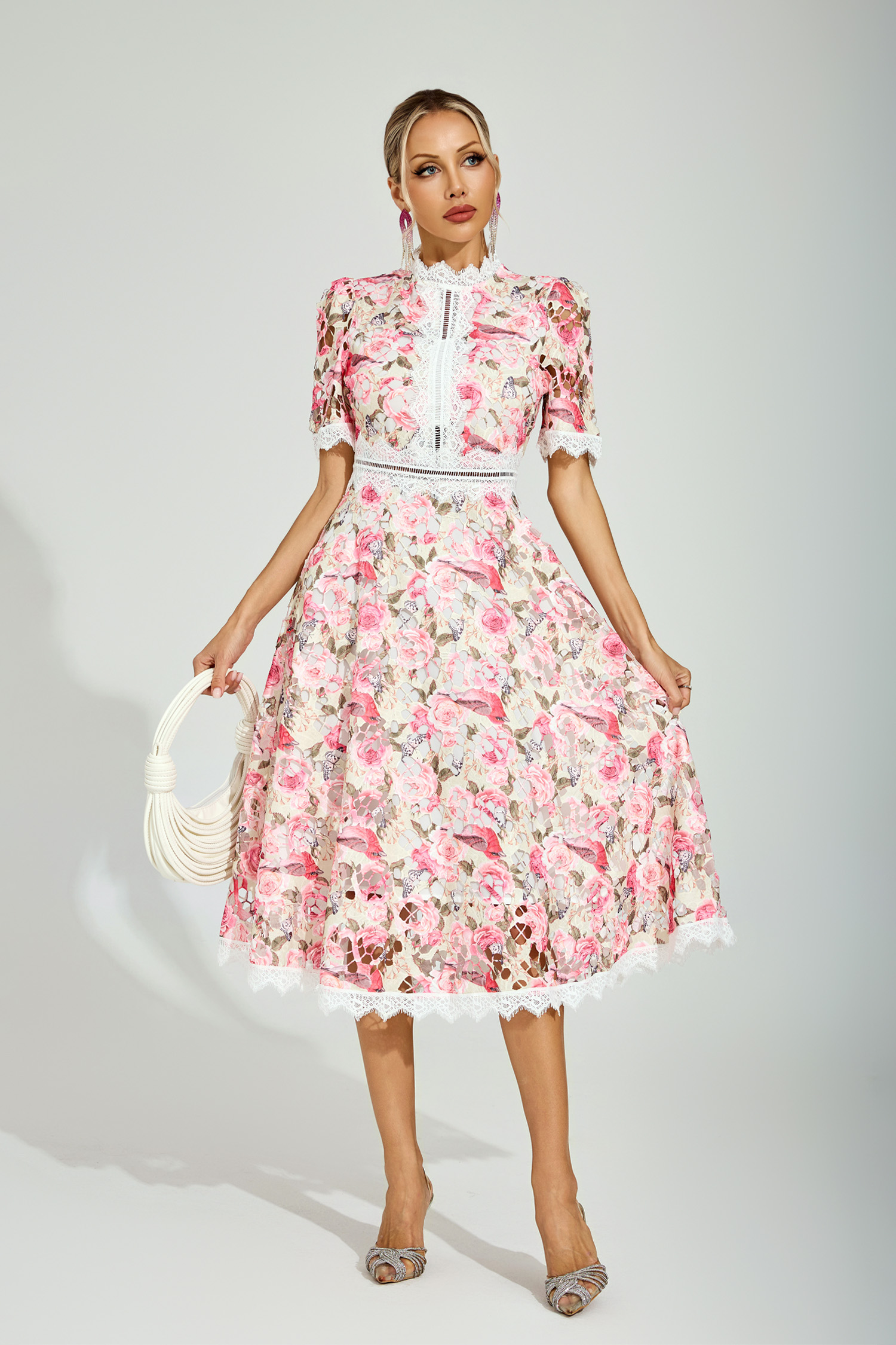 Adair Floral Lace Midi Dress