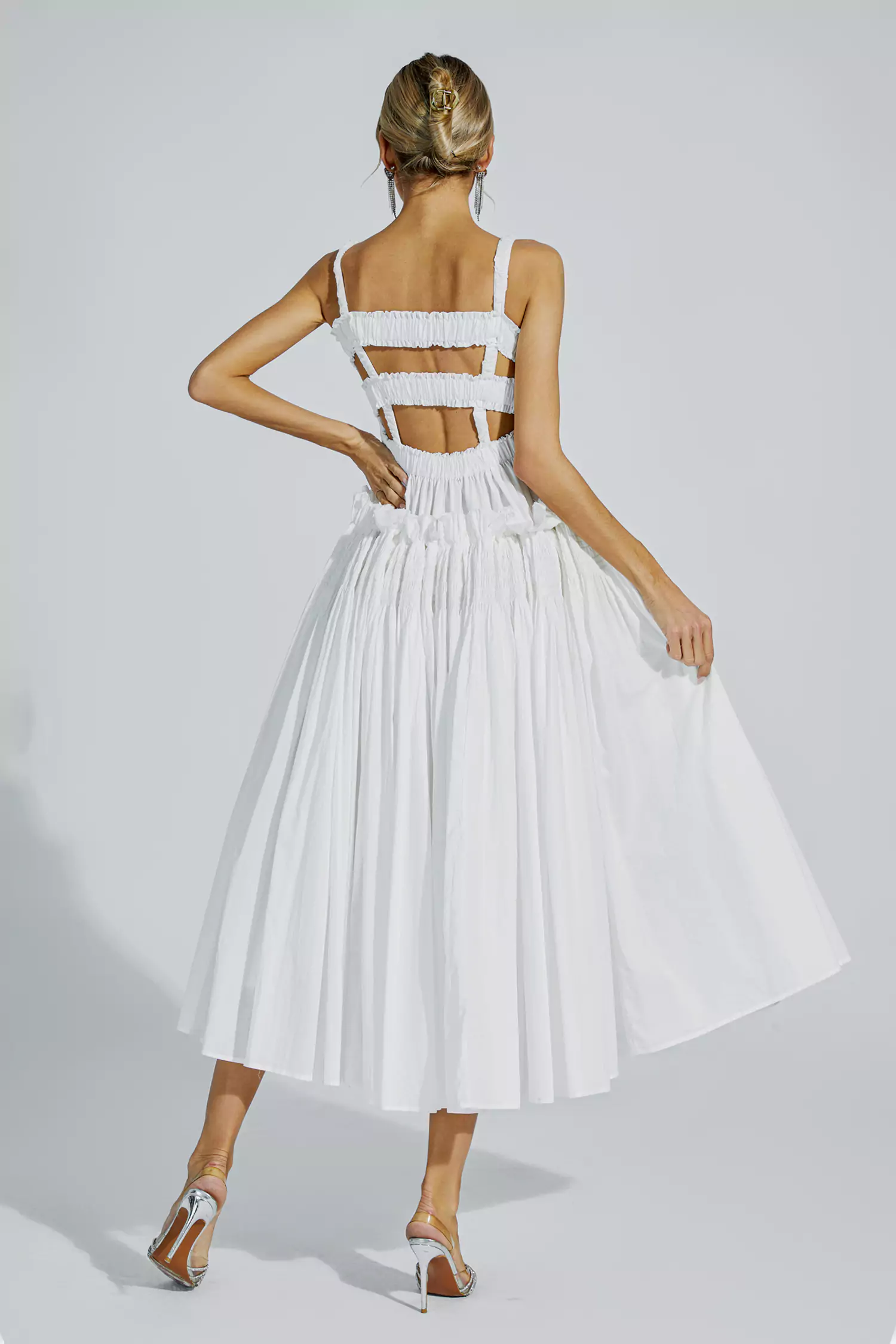 Adele White Slip Midi Dress-CATCHALL