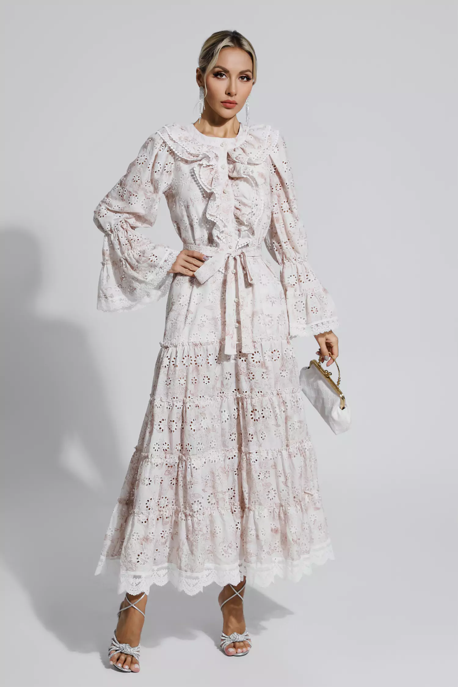 Adrianna Khaki Lace Ruched Maxi Dress-CATCHALL