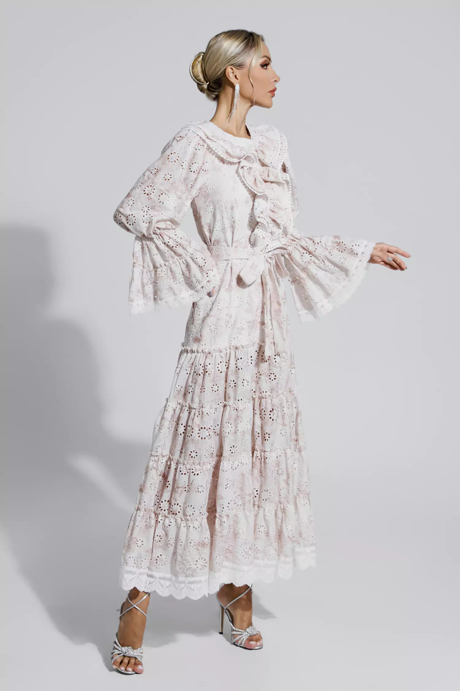 Adrianna Khaki Lace Ruched Maxi Dress-CATCHALL