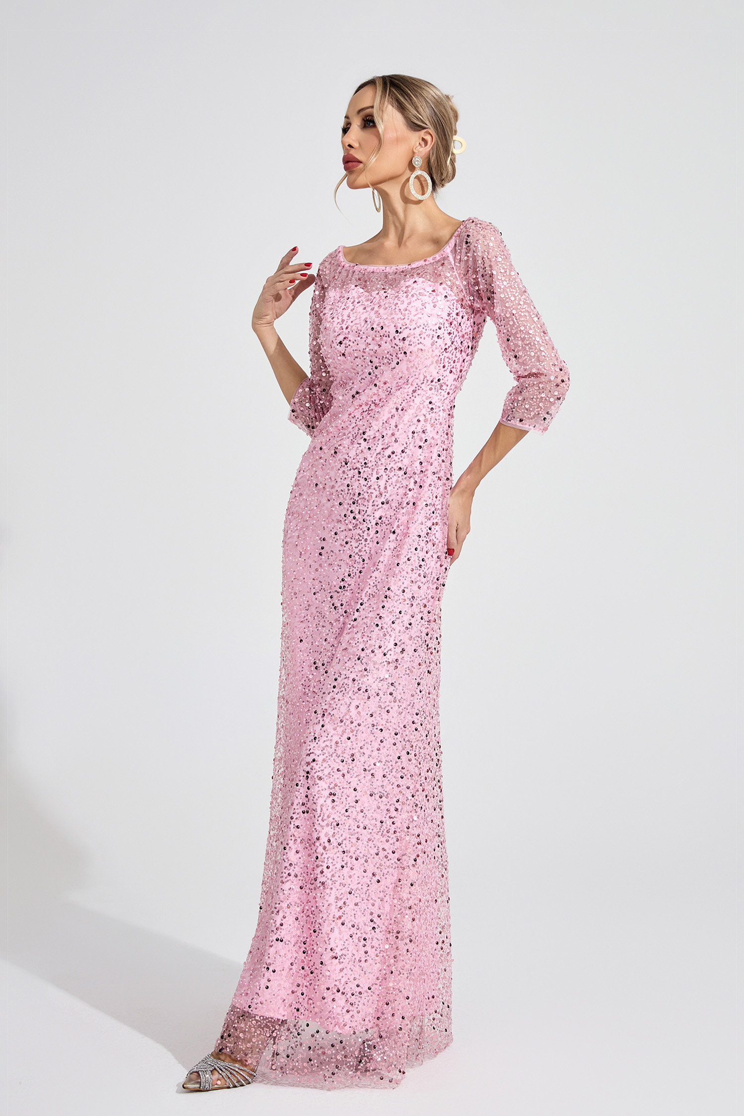 Aeliana Pink Diamond Maxi Dress
