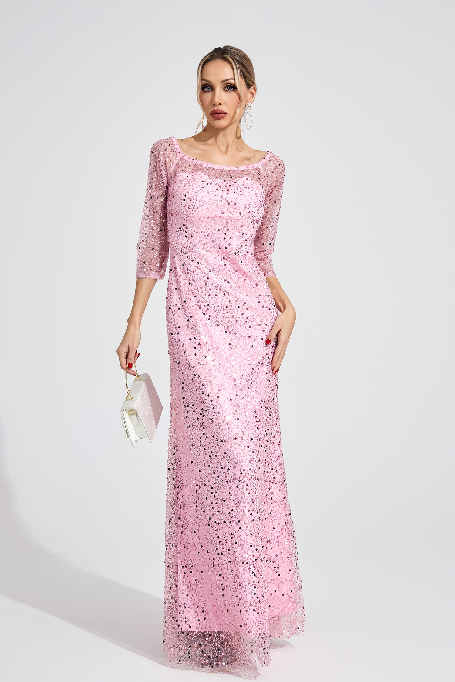 Aeliana Pink Diamond Maxi Dress