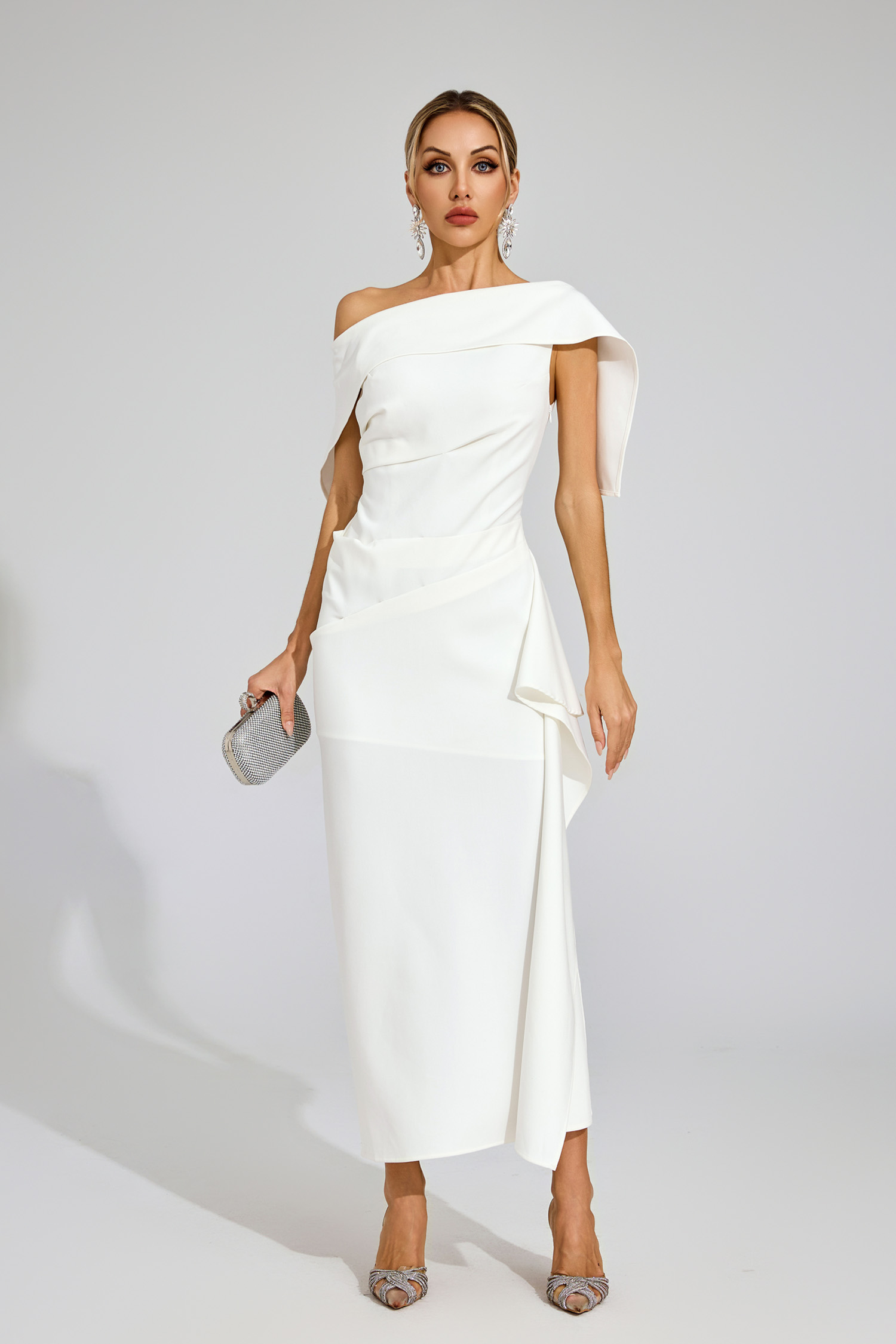 Agatha White Ruffle Off Shoulder Dress