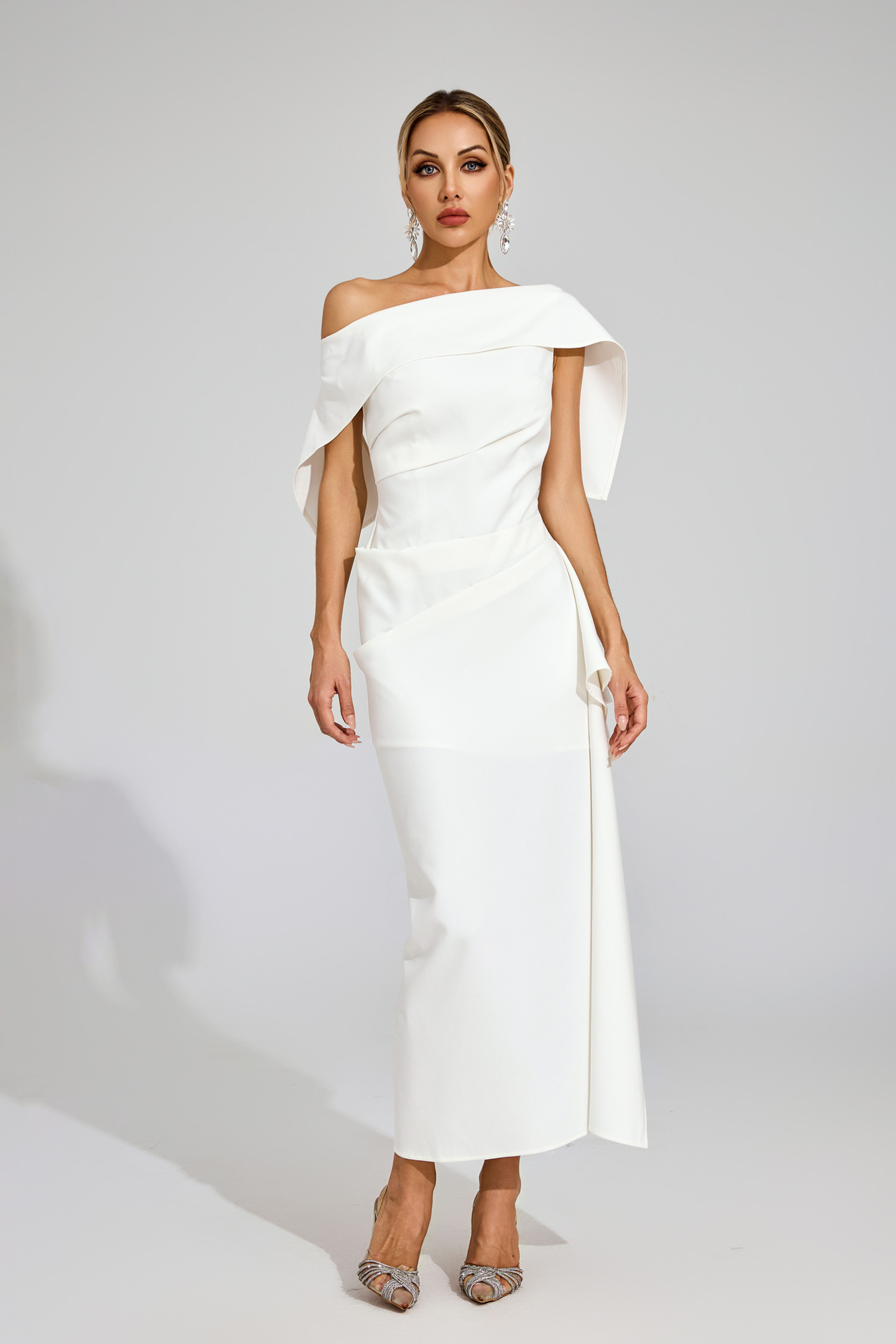 Agatha White Ruffle Off Shoulder Dress