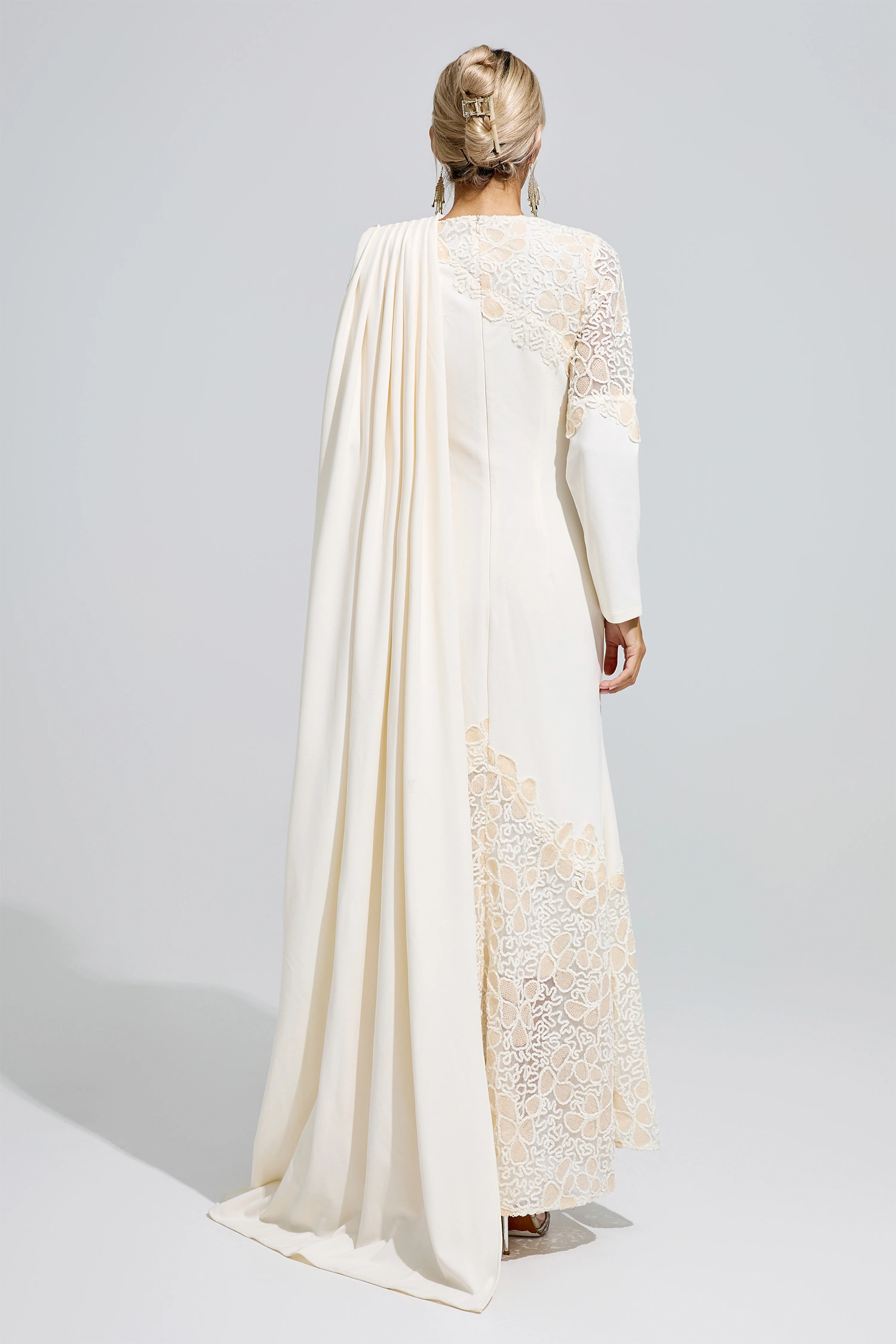 Akhmatova Apricot Lace Maxi Dress
