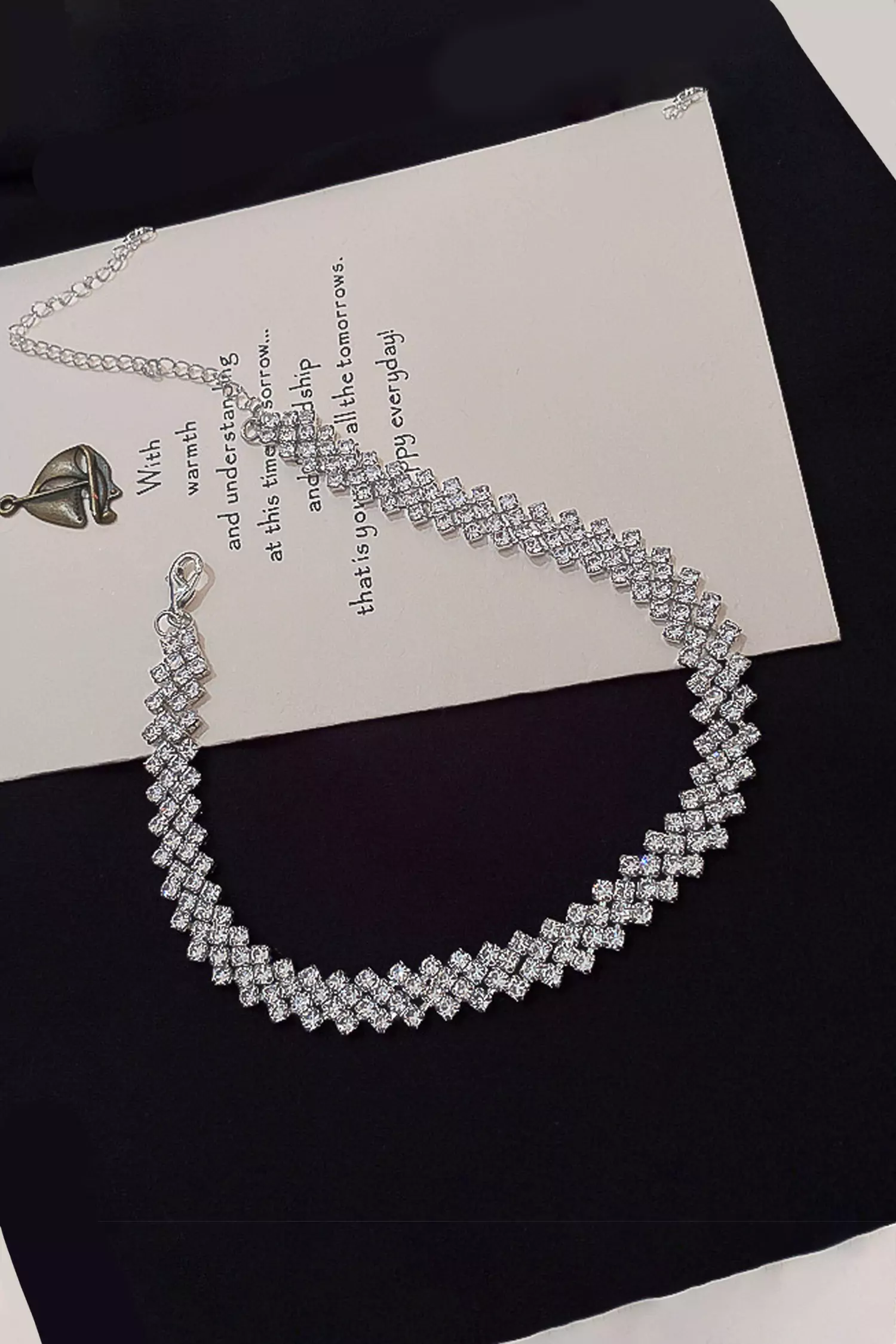 Alaiya Silver Diamond Necklace-CATCHALL