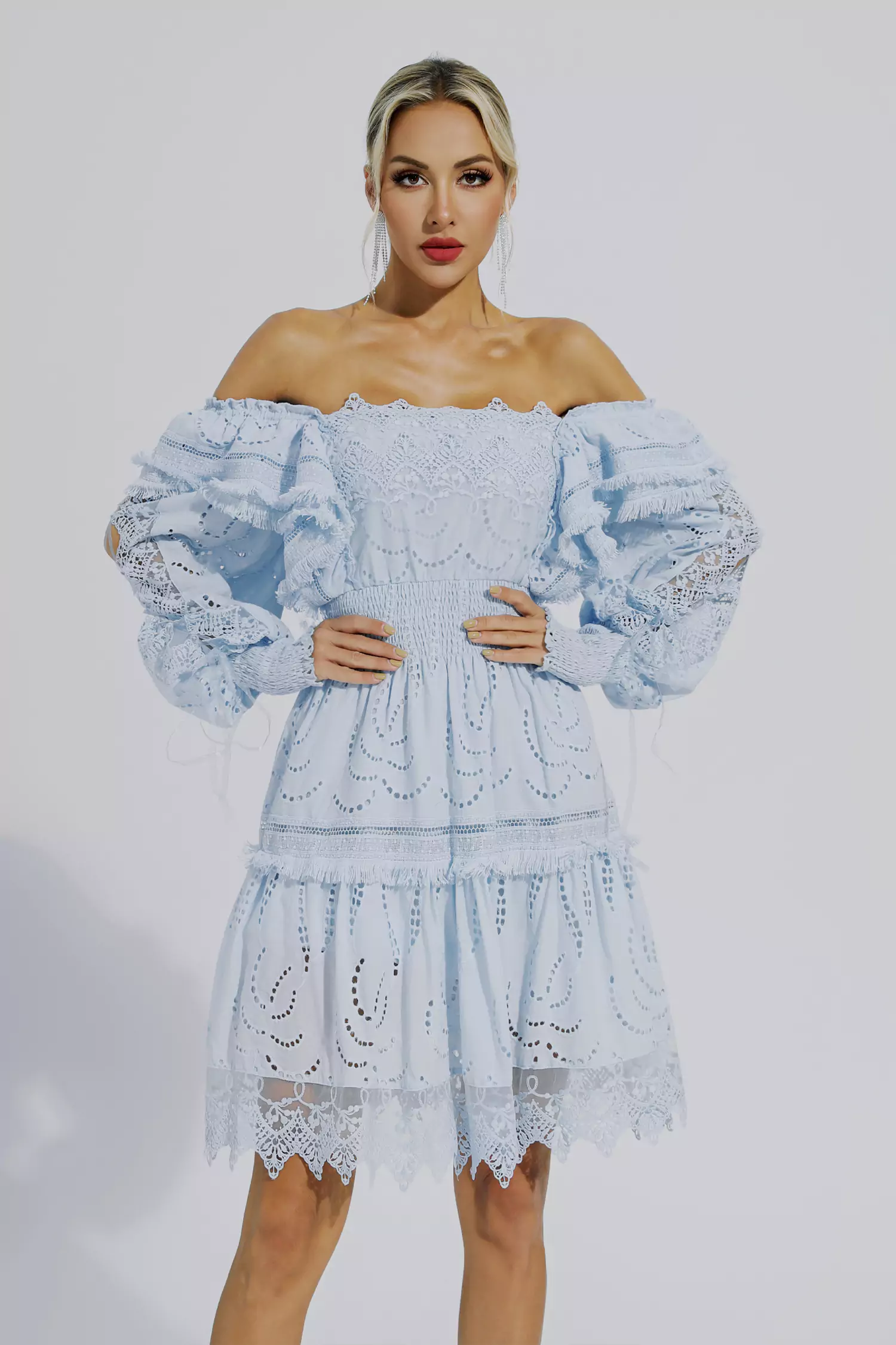 Alanna Blue High Waist Mini Dress-CATCHALL