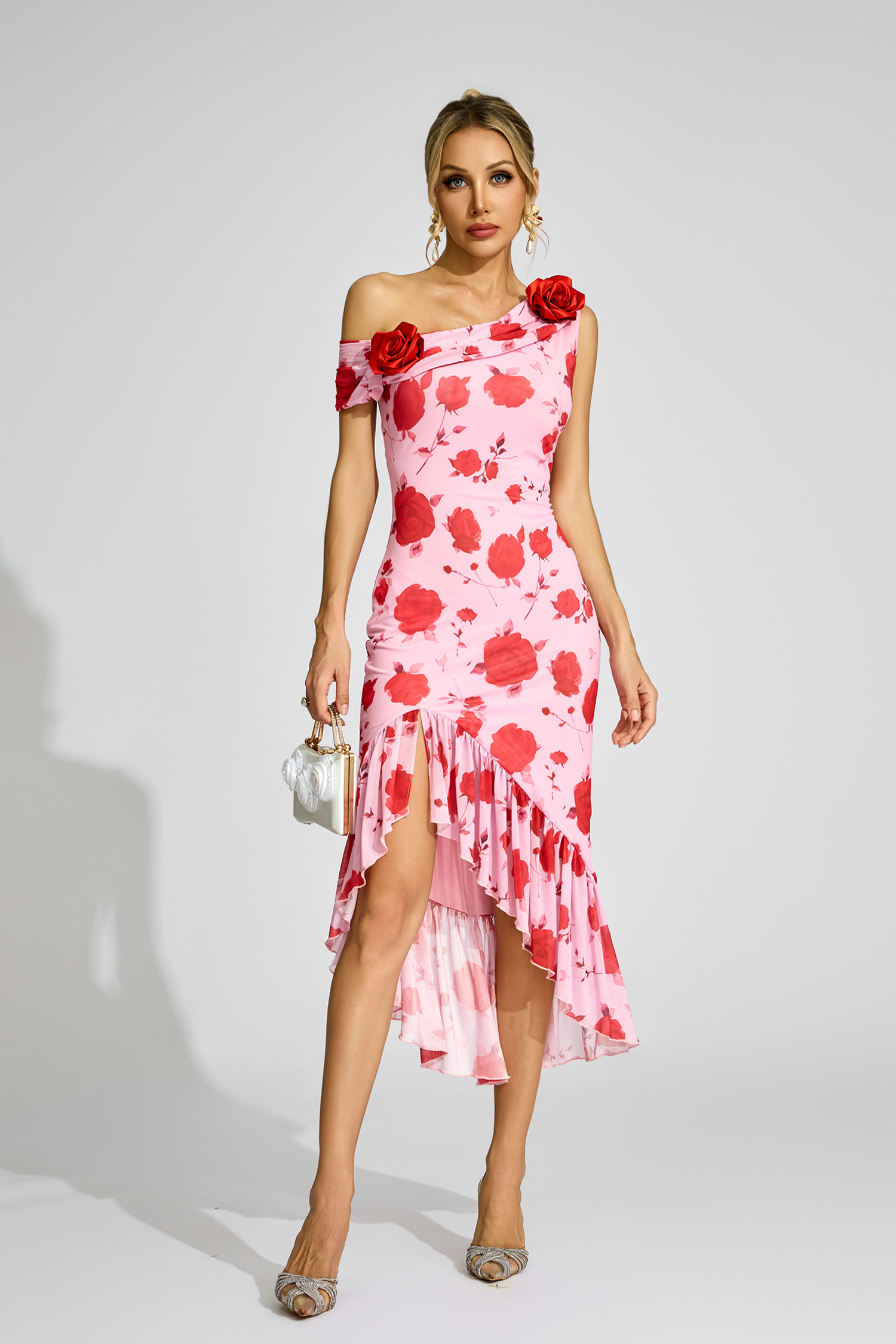 Aldridge Pink Rose - Print One - Shoulder Dress